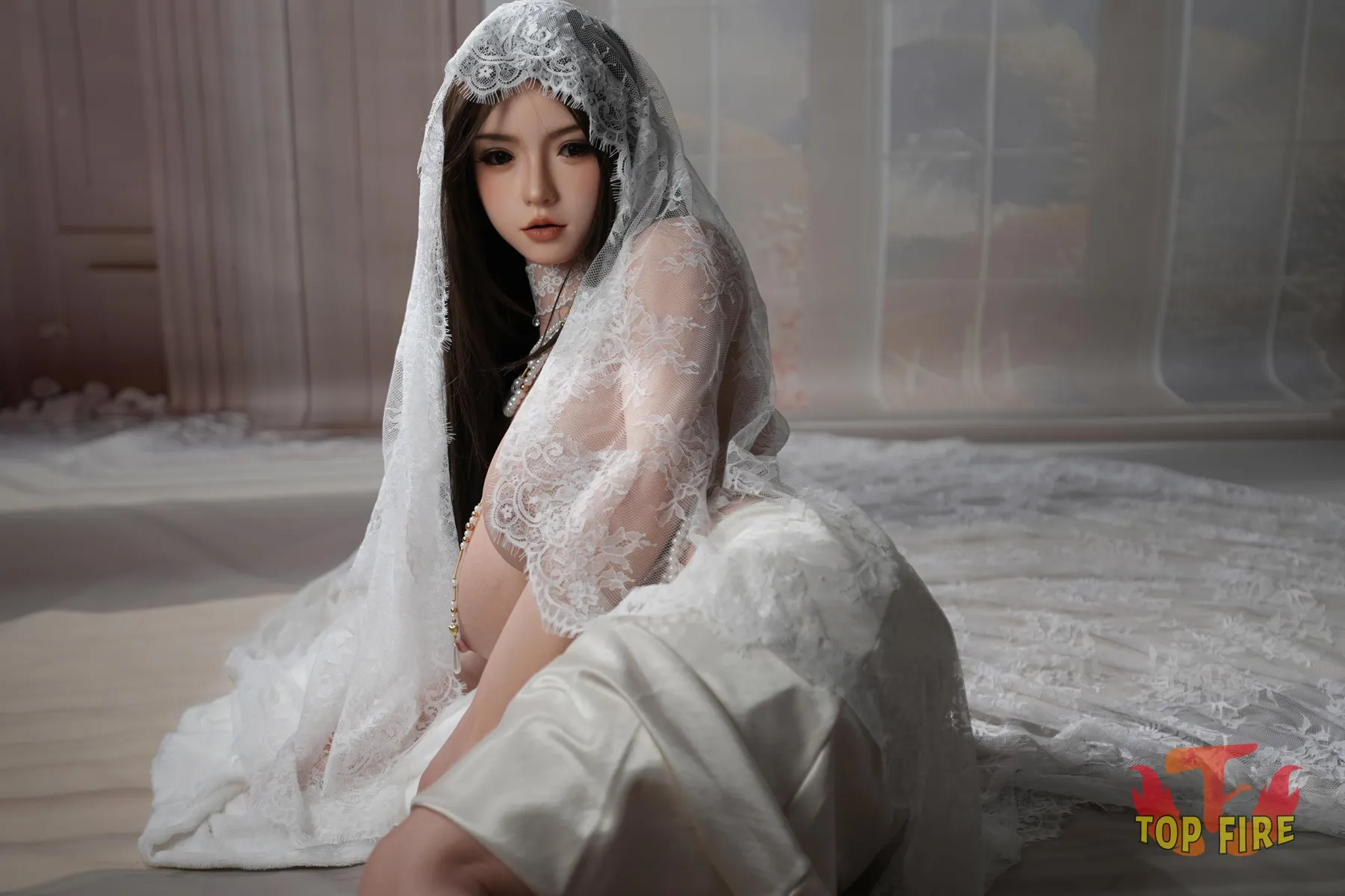 Top Fire | 162cm/5ft4 Seductive Asian Lovely Bride Cosplay Realistic Silicone Sex Doll - Grace