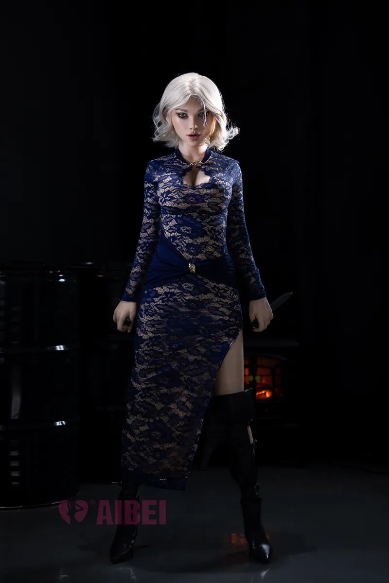 AIBEI Doll | 158cm/5ft2 F Cup Silver-hair Vintage Gothic ROS Head Silicone Sex Doll #AB23 - Aria