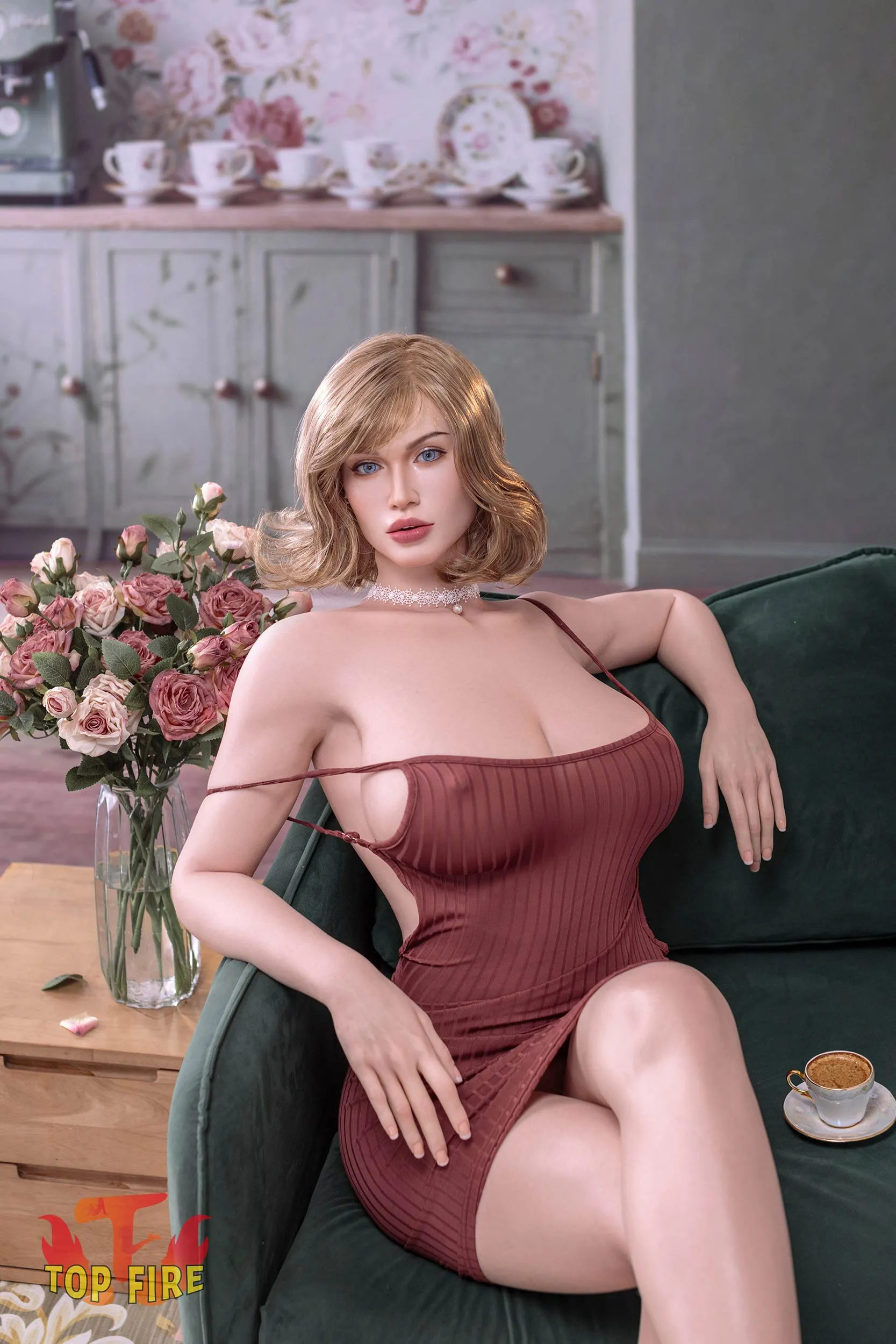 Top Fire | 174cm/5ft9 Elegance Mature Blonde Chubby Lady Realistic Silicone Sex Doll - Violet