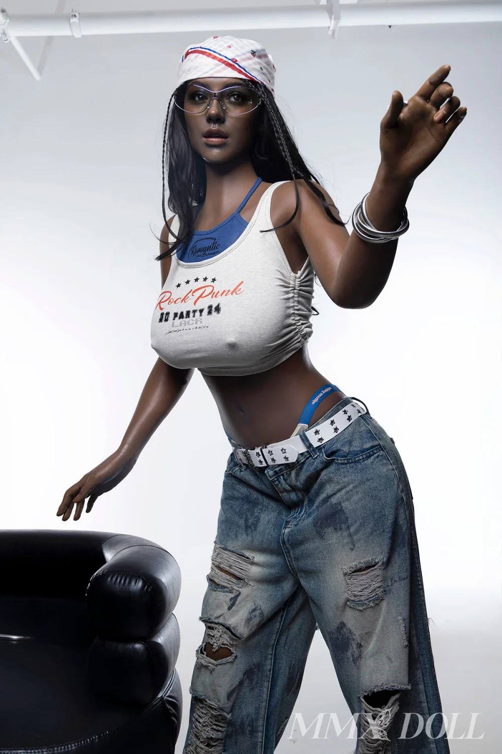 MMX Doll | 168cm/5ft6 Big Breasts Edgy Punk Rock Queen Black Beauty Realistic Silicone Sex Doll - Monica