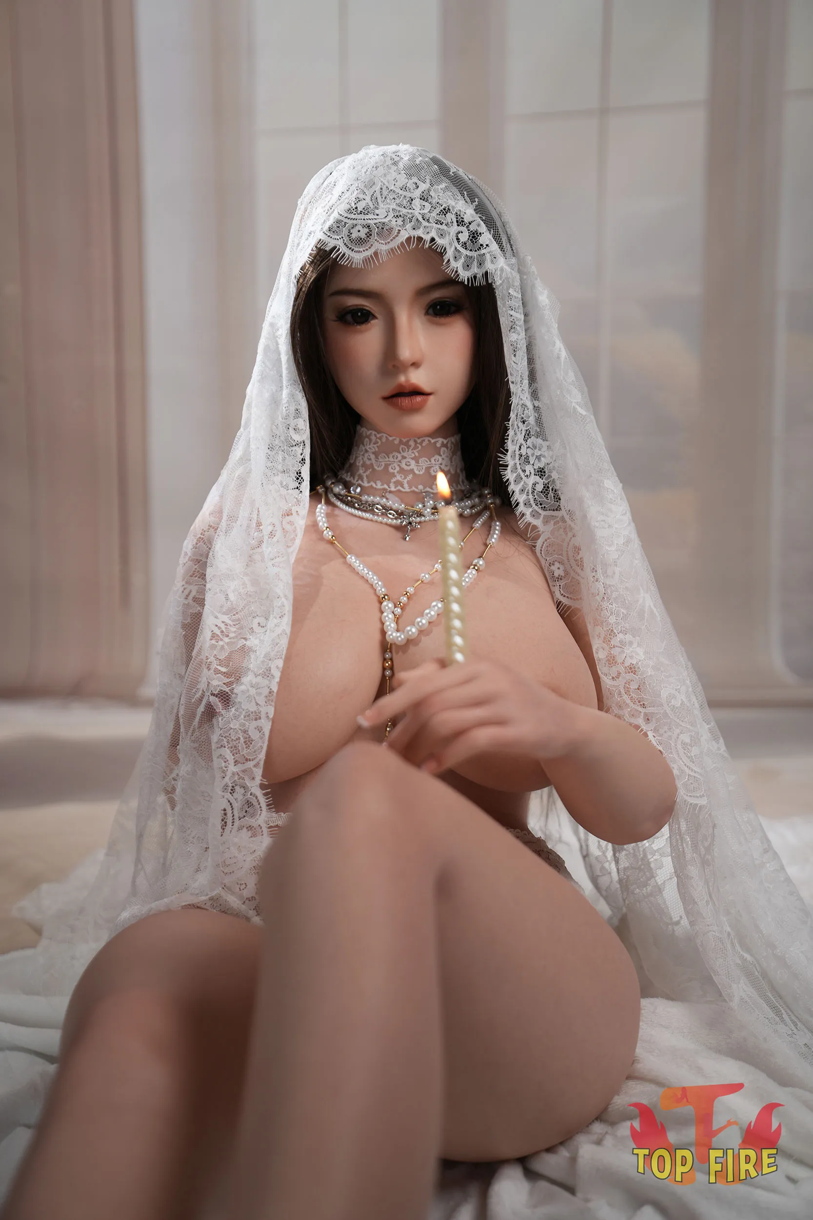 Top Fire | 162cm/5ft4 Seductive Asian Lovely Bride Cosplay Realistic Silicone Sex Doll - Grace