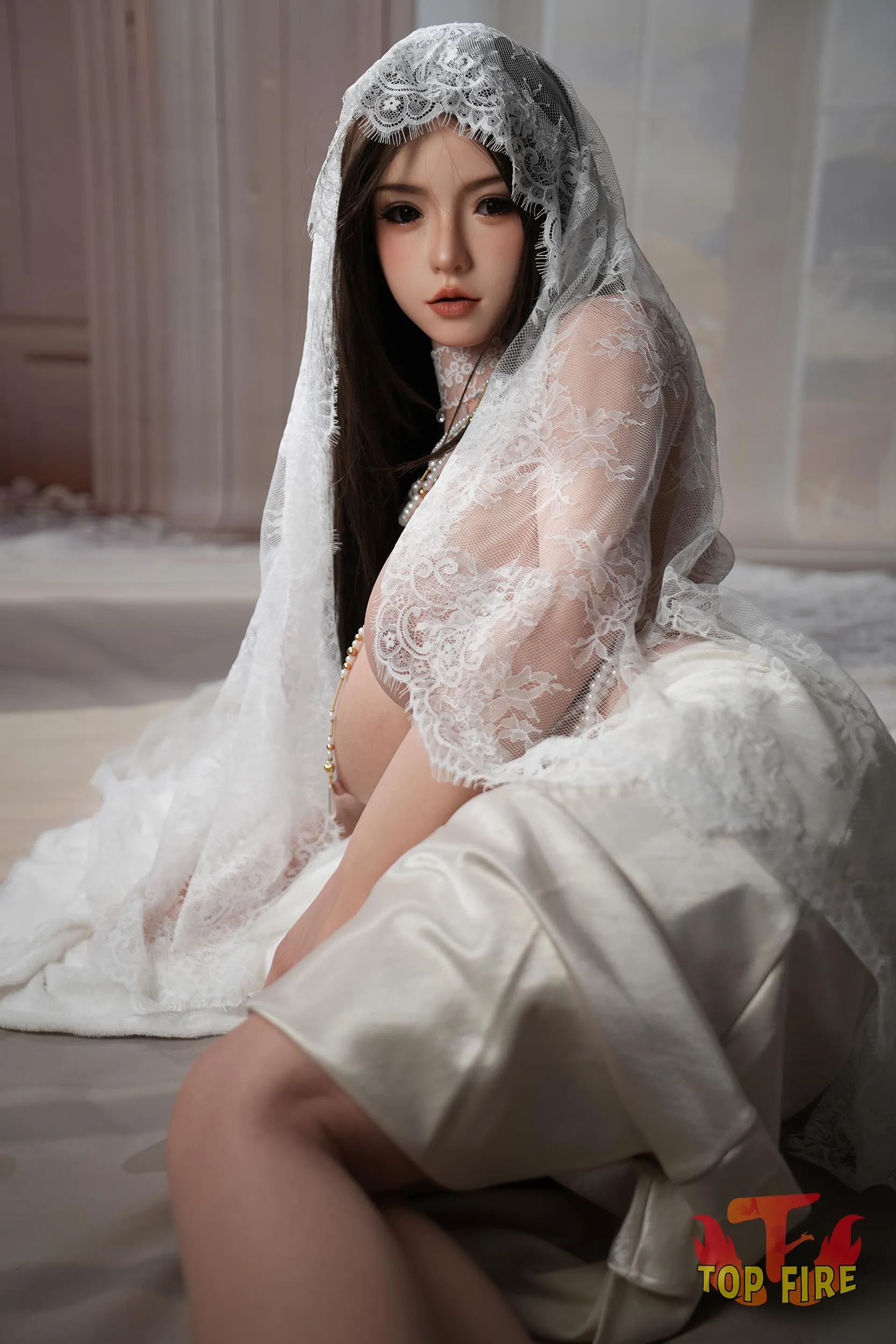 Top Fire | 162cm/5ft4 Seductive Asian Lovely Bride Cosplay Realistic Silicone Sex Doll - Grace