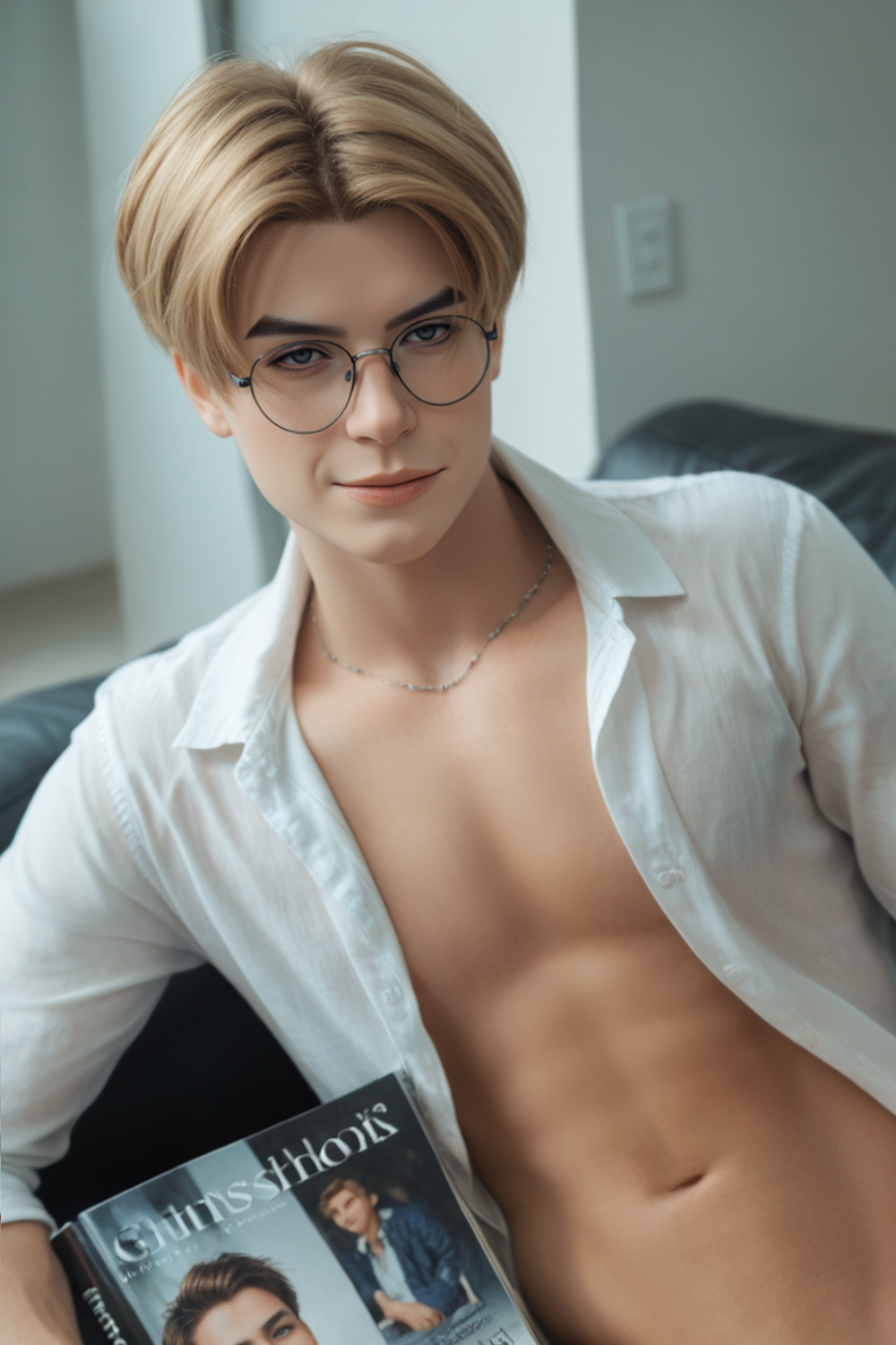 SY Doll | 160cm/5ft3 Charming Smart Blonde Pretty-boy Lifelike Full Silicone Gay Male Sex Doll - Alan