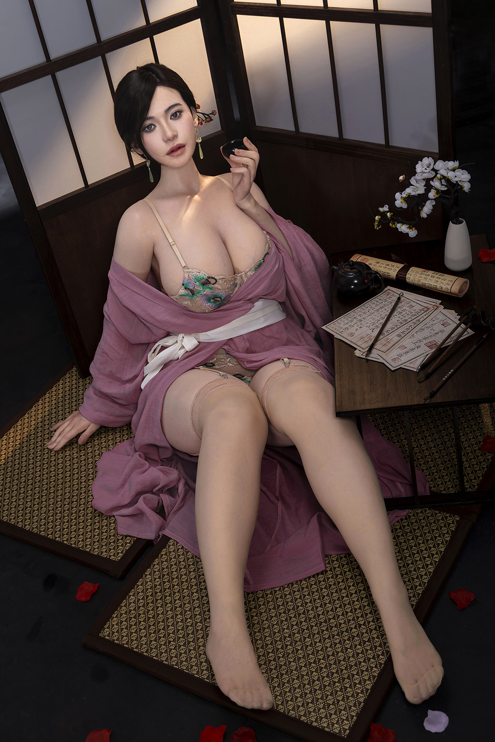 AJL Doll | 168cm/5ft6 Big Breasts Gentle Japanese Voluptuous Kimono Beauty Realistic Silicone Sex Doll - JiaTao