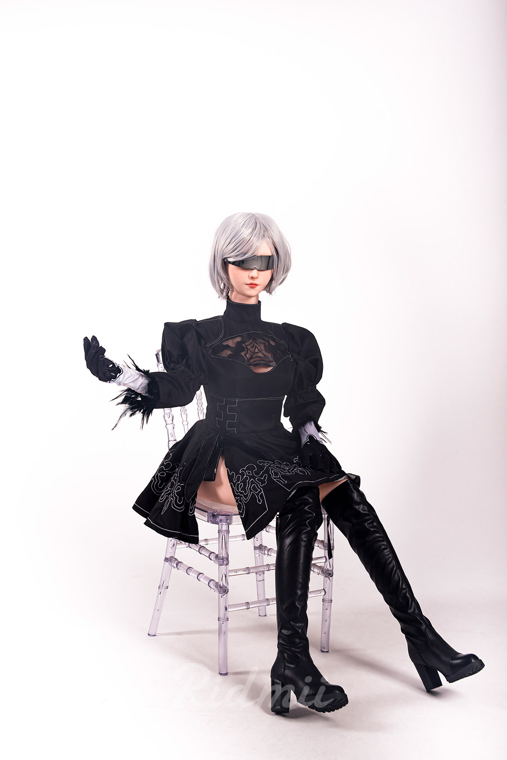 RIDMII | 163cm/5ft3 Big Breasts Cool Punk-style Silver Short-hair Realistic TPE Sex Doll - Momo (In Stock US)