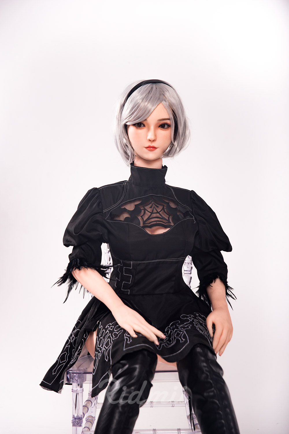 RIDMII | 163cm/5ft3 Big Breasts Cool Punk-style Silver Short-hair Realistic TPE Sex Doll - Momo (In Stock US)
