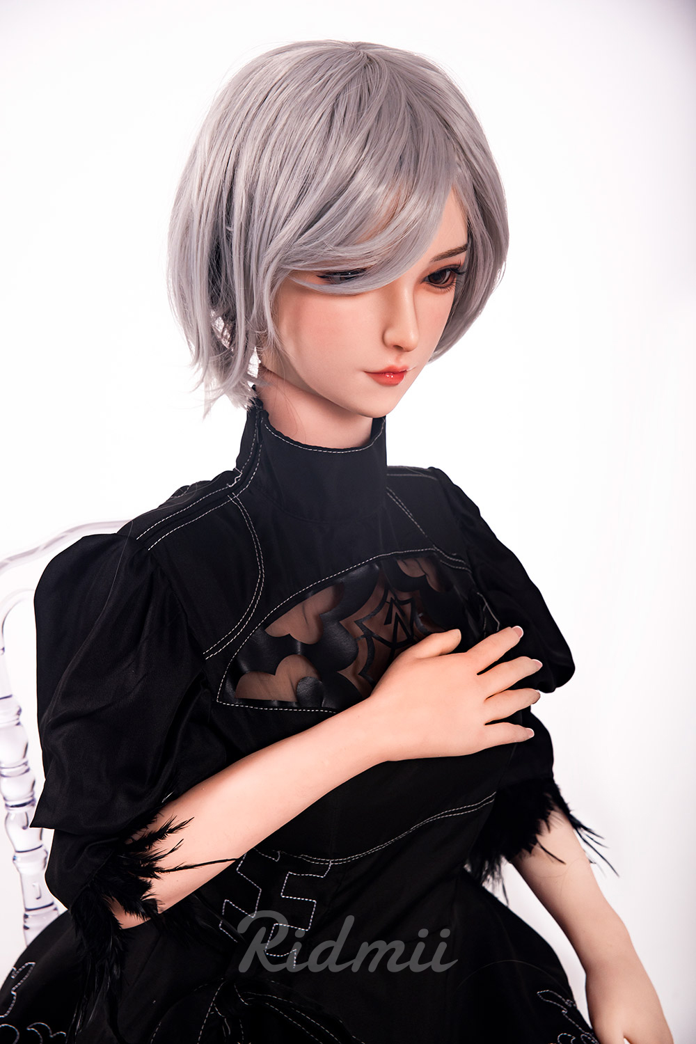 RIDMII | 163cm/5ft3 Big Breasts Cool Punk-style Silver Short-hair Realistic TPE Sex Doll - Momo (In Stock US)