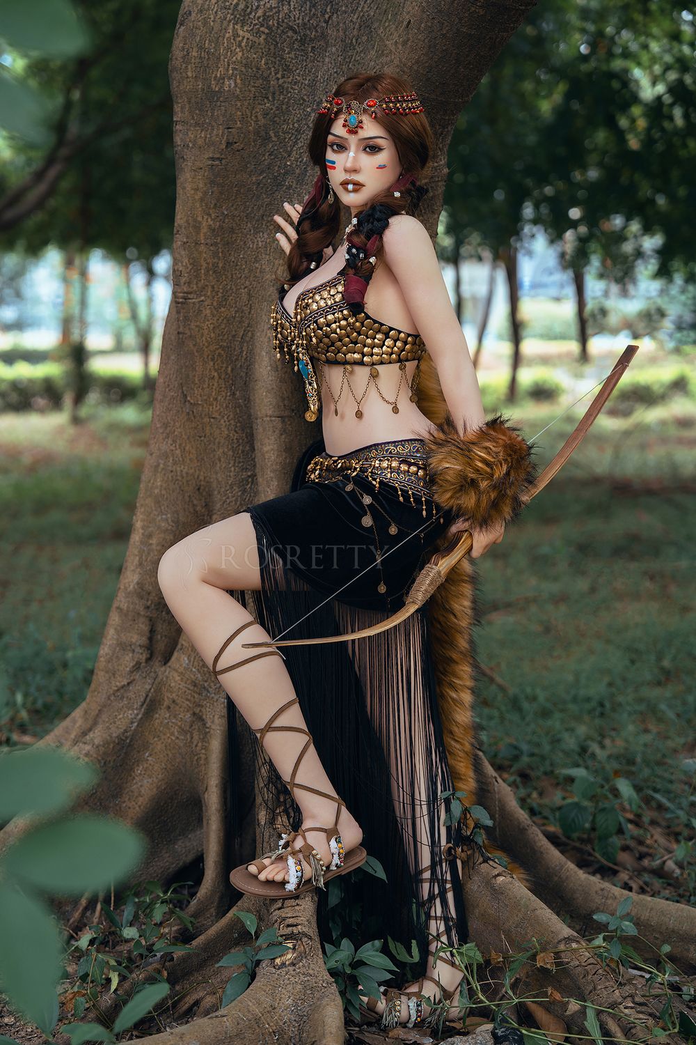 Rosretty | 164cm/5ft5 Big Breasts Primitive Tribal Queen Wild Beauty Realistic Full Silicone Sex Doll - Frieda