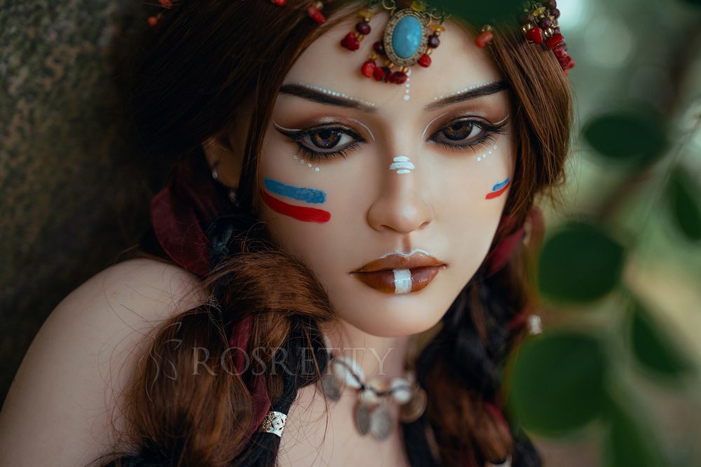 Rosretty | 164cm/5ft5 Big Breasts Primitive Tribal Queen Wild Beauty Realistic Full Silicone Sex Doll - Frieda