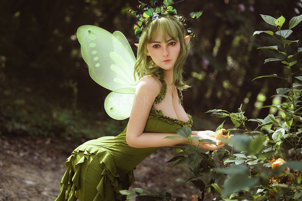 Rosretty |160cm/5ft3 Big Breasts Enchanted Forest Elf-Ears Green Fairy Realistic TPE Sex Doll - Lyra