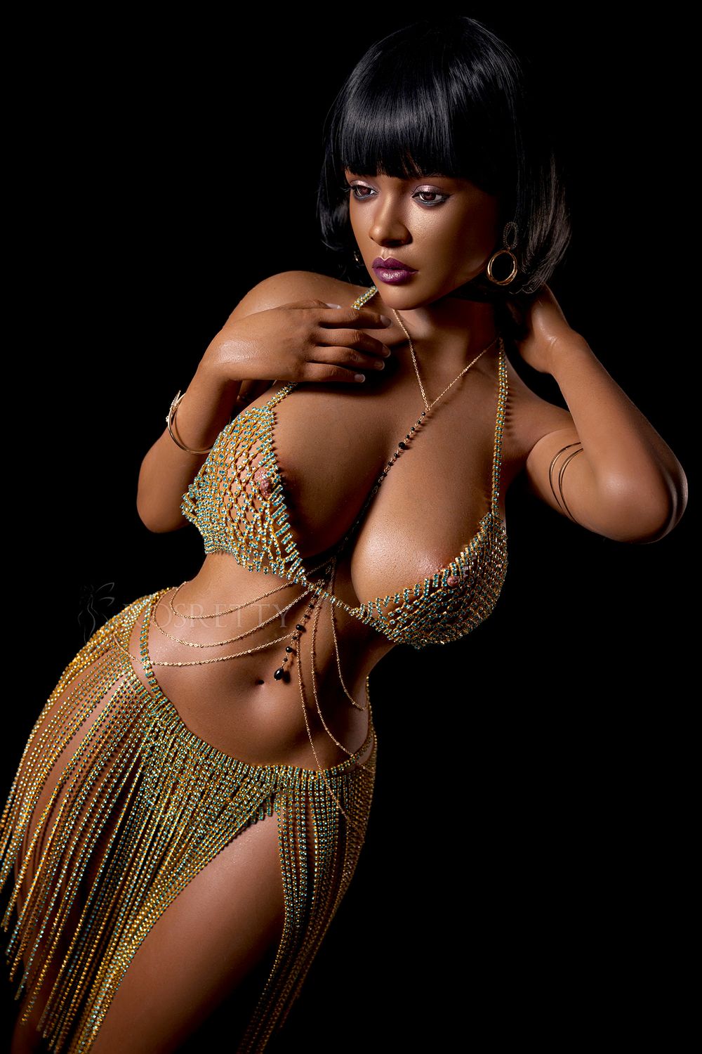 Rosretty Doll | 148cm/4ft8 African American Mature Big Boobs  Silicone Sex Doll - Nina