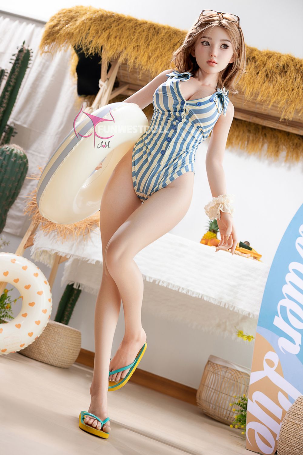 FUNWEST® Nika 152cm (5ft) 053S# D Breasts Lovely Playful Silicone Sex Doll FSD032