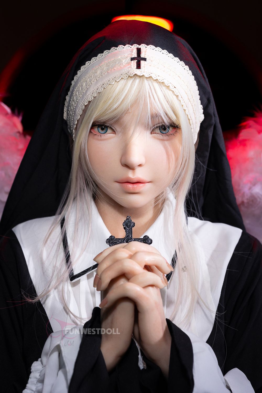 FUNWEST® Giselle 159cm (5ft2) 056SJ# A Breasts Fallen Angel Nun-style Silicone Sex Doll FSD037 