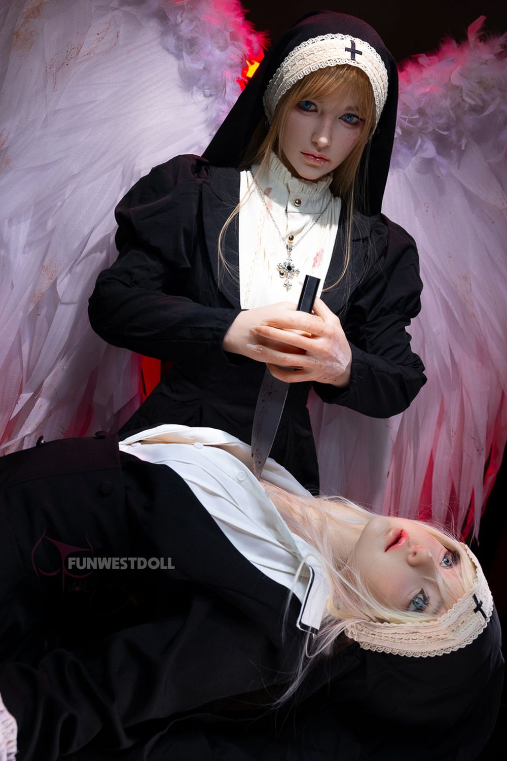 FUNWEST® Giselle 159cm (5ft2) 056SJ# A Breasts Fallen Angel Nun-style Silicone Sex Doll FSD037 