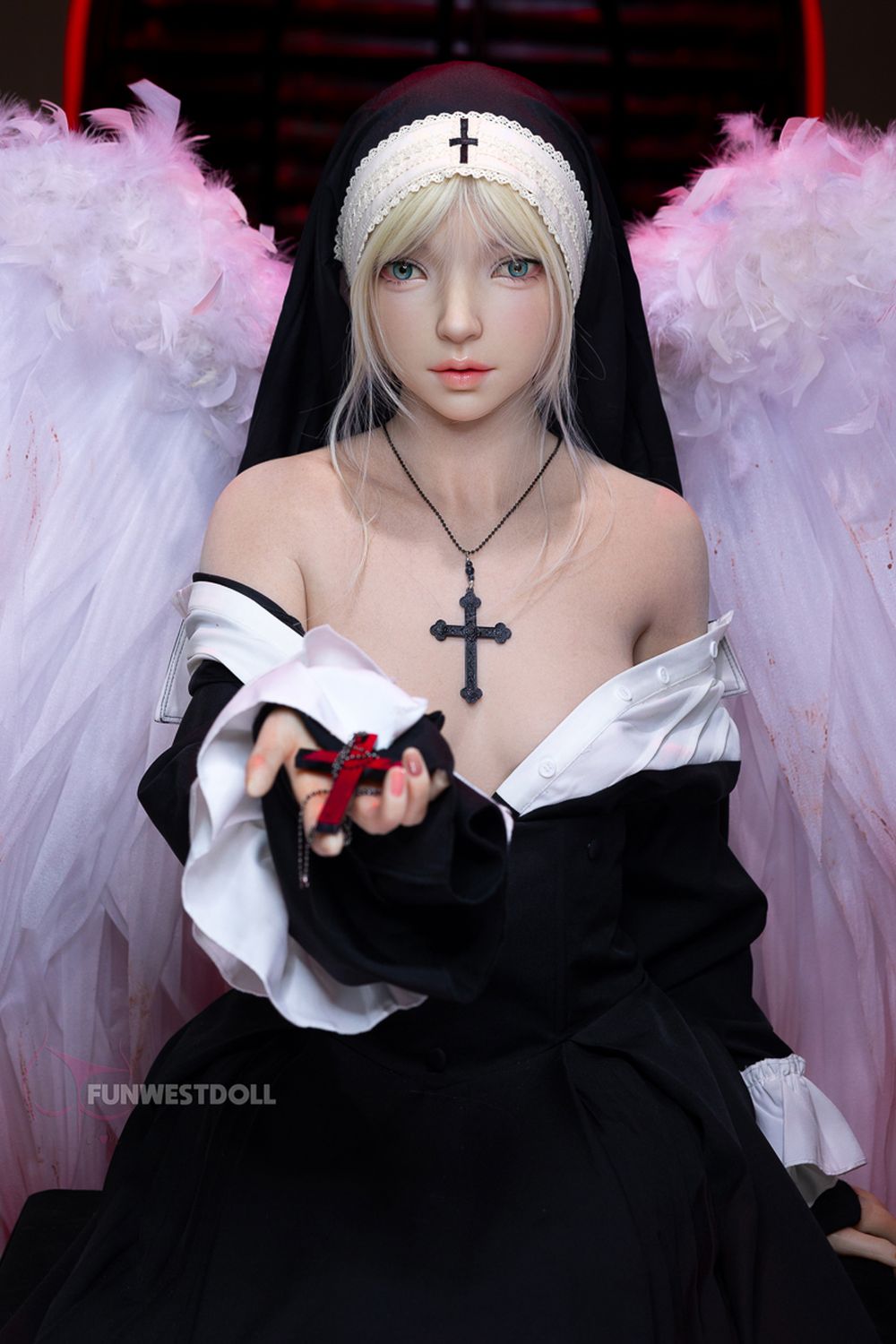 FUNWEST® Giselle 159cm (5ft2) 056SJ# A Breasts Fallen Angel Nun-style Silicone Sex Doll FSD037 