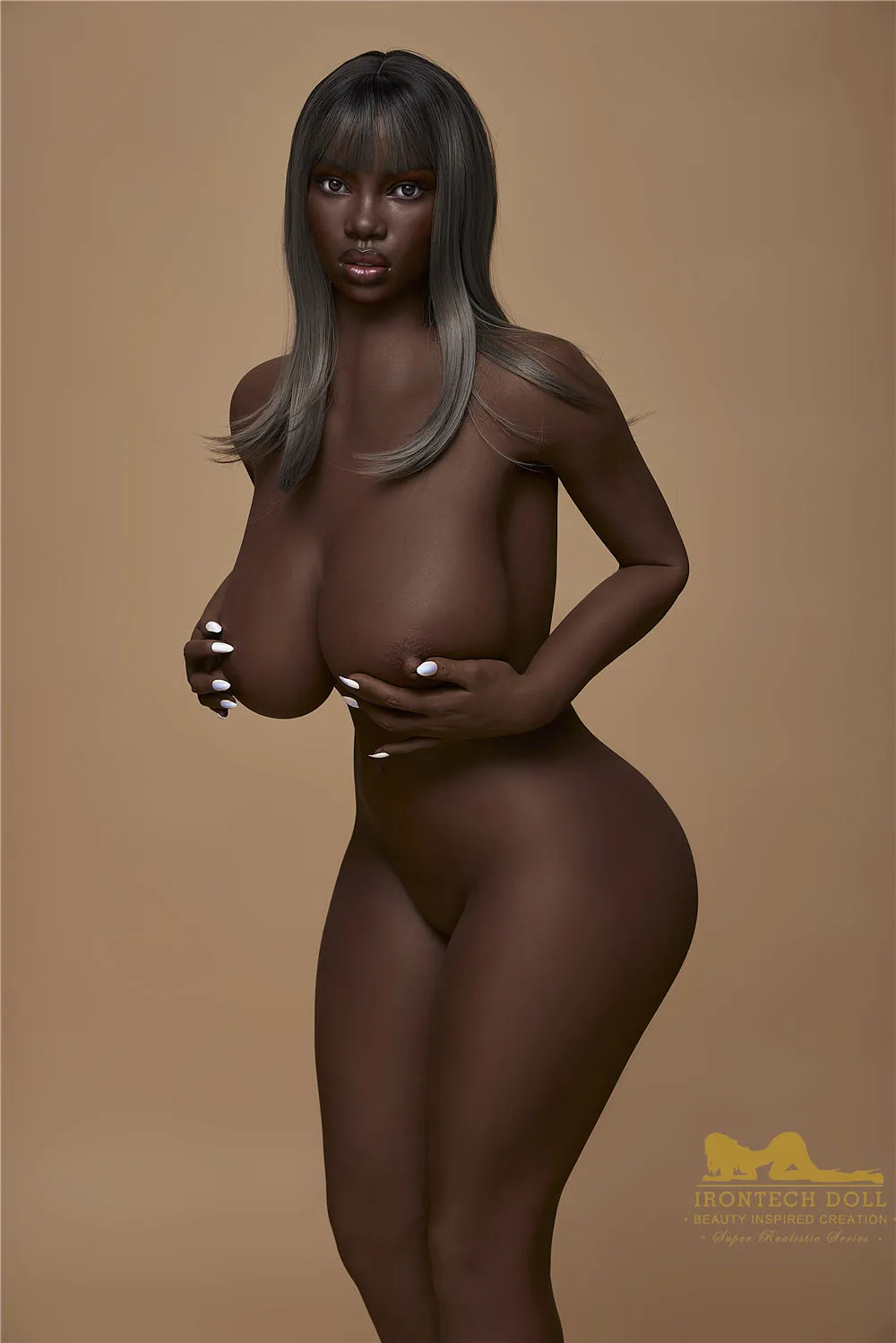 Irontech Doll | 160cm/5ft3 Ebony Curvy Bombshell Lifelike Silicone Sex Doll - Brielle