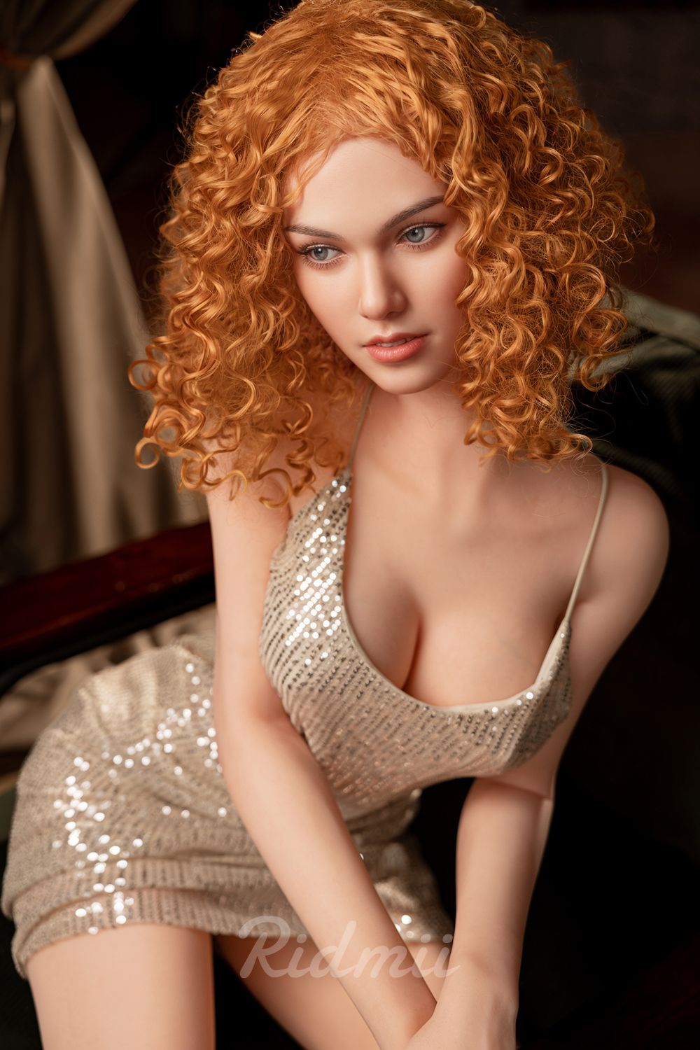 RIDMII | 161cm/5ft3 Small Breasts Playful Seduction Orange Curls Lifelike TPE Sex Doll - Jordi (In Stock US)