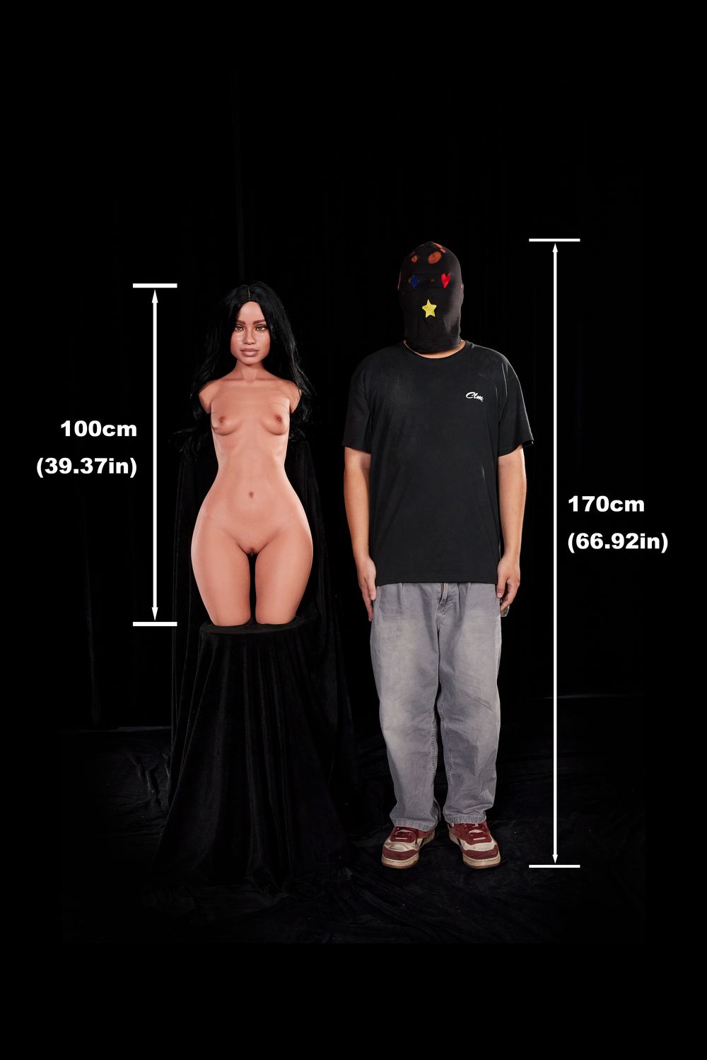 Climax Doll | ULW 100cm/3ft3 Flat Breasts Mature Realistic Silicone Torso Sex 881# - Raven