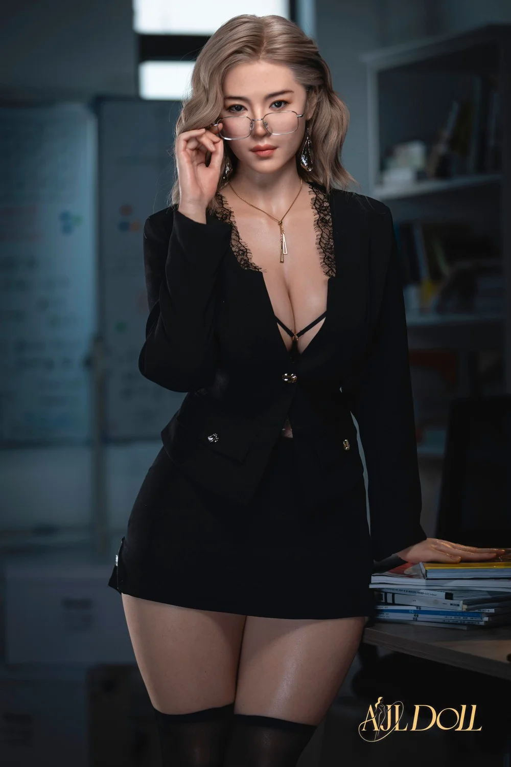 AJL Doll | 170cm/5ft7 Big Breasts Sultry Asian Blonde Office Lady Voluptuous Realistic Silicone Sex Doll - Jiaxian