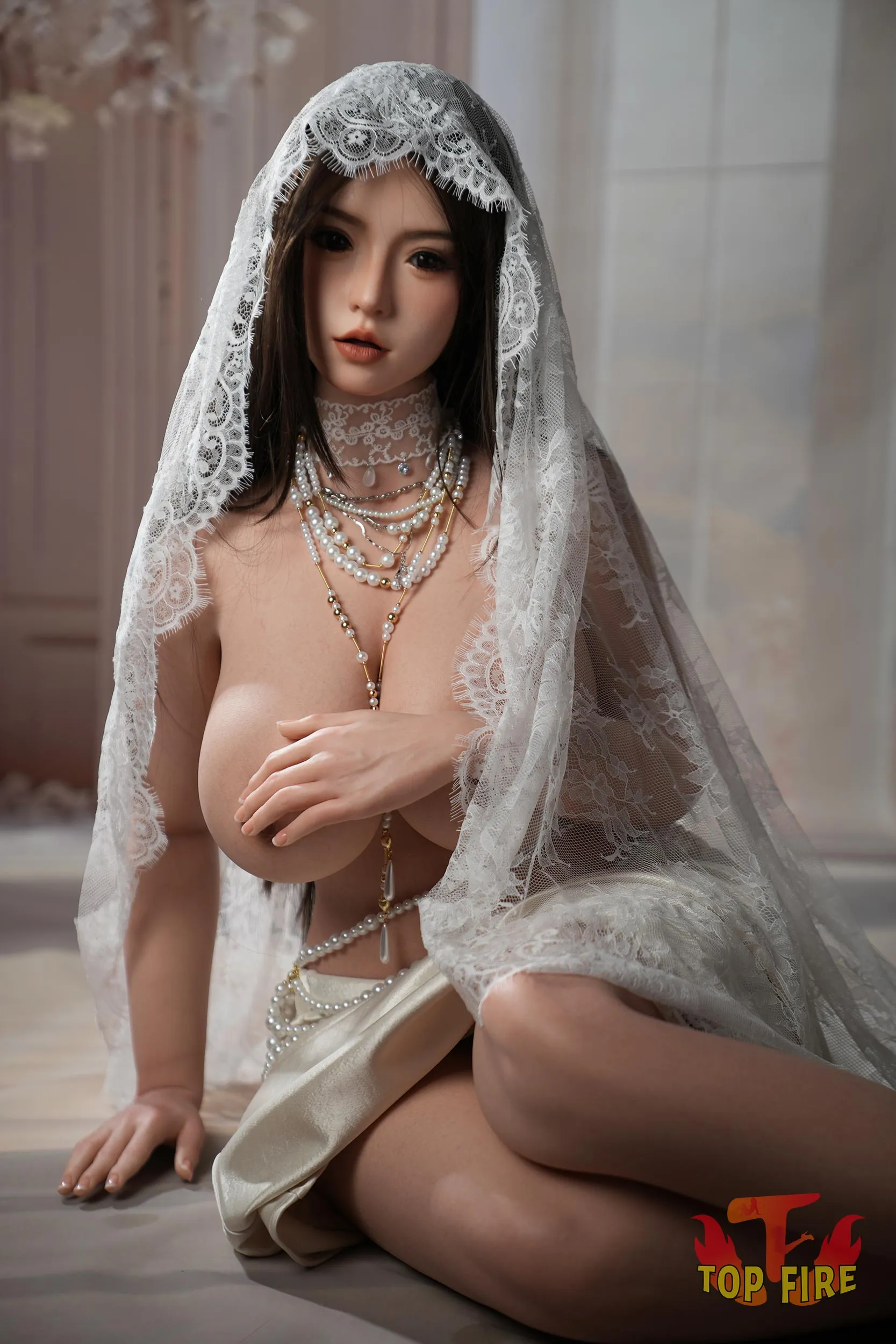 Top Fire | 162cm/5ft4 Seductive Asian Lovely Bride Cosplay Realistic Silicone Sex Doll - Grace