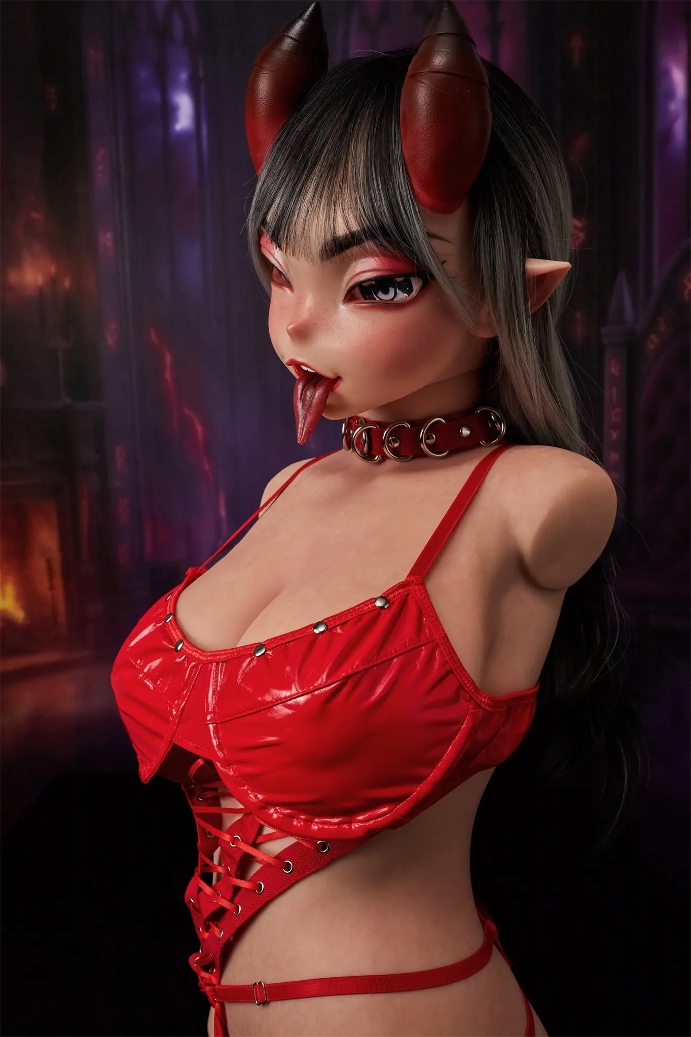 Climax Doll | ULW 80cm/2ft6 Big Breasts Alluring Dark Gothic Demon-style Realistic Silicone Torso Sex 664# - Meru
