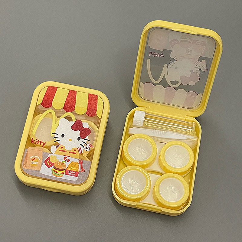 Cute Cartoon Kitty Contact Lens Case Set (2-Pack, M’s Style)
