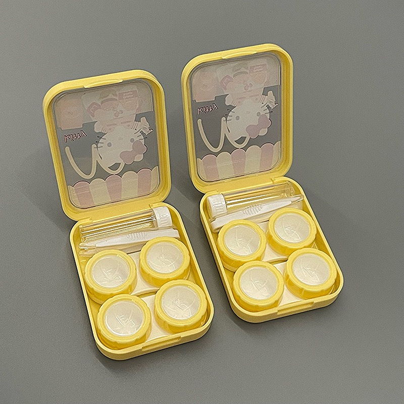 Cute Cartoon Kitty Contact Lens Case Set (2-Pack, M’s Style)