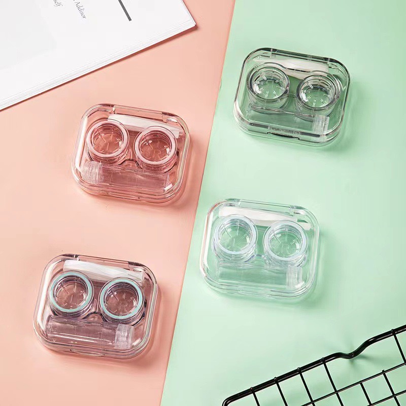 Transparent Portable No-Twist Cap Contact Lens Case