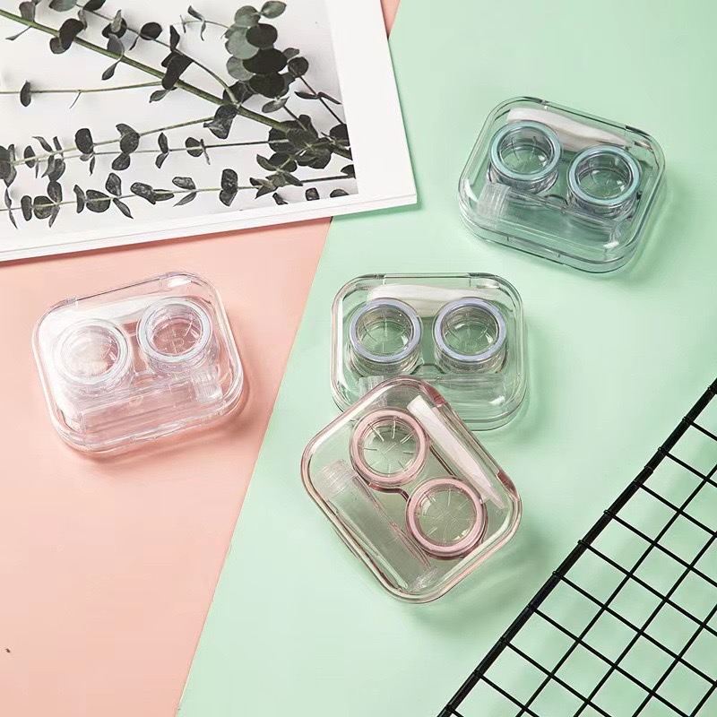 Transparent Portable No-Twist Cap Contact Lens Case