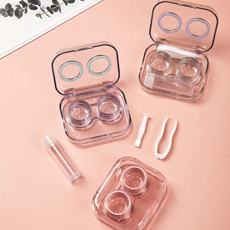 Transparent Portable No-Twist Cap Contact Lens Case