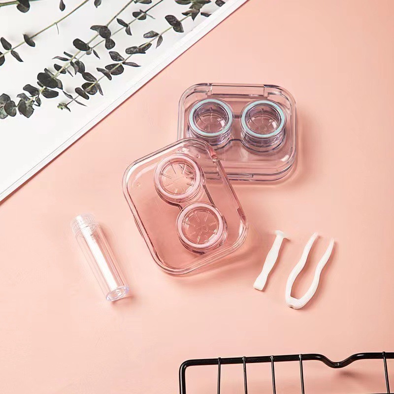 Transparent Portable No-Twist Cap Contact Lens Case