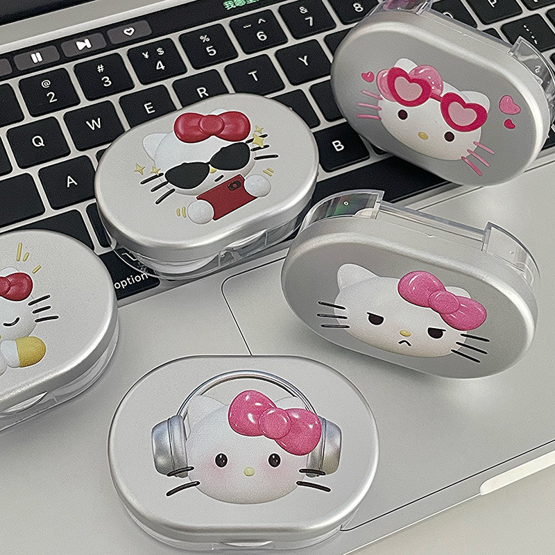 Hello Kitty silver contact lens case
