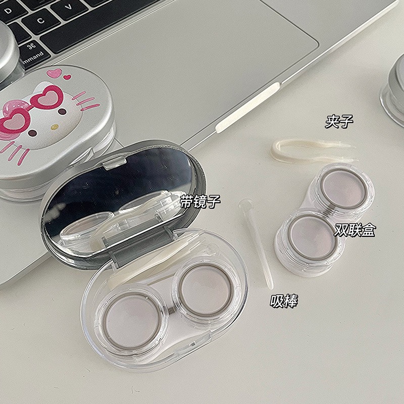Hello Kitty silver contact lens case