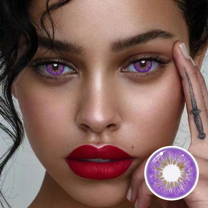 purple contacts for brown eyes
