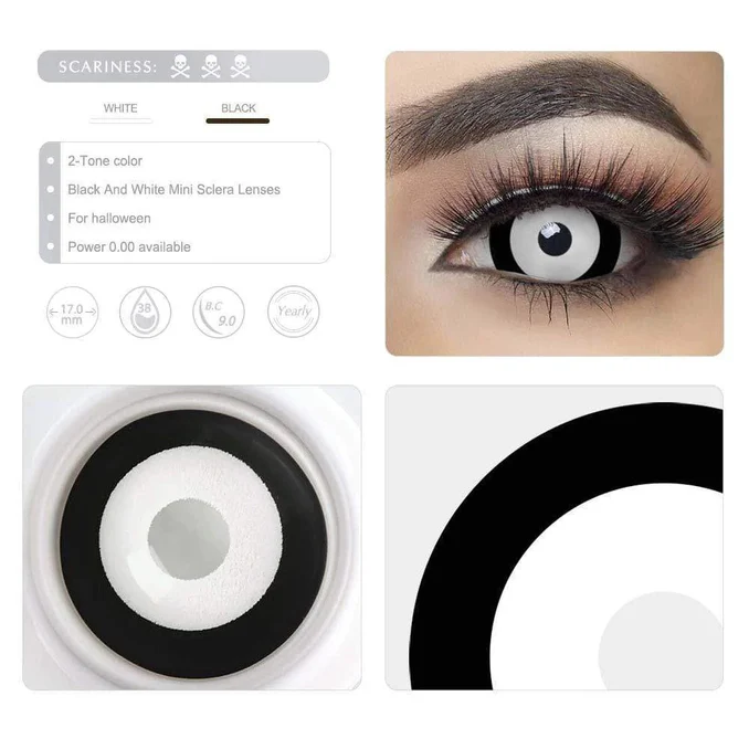 Eyeza Black and White Mini Sclera 17mm | 1 Year