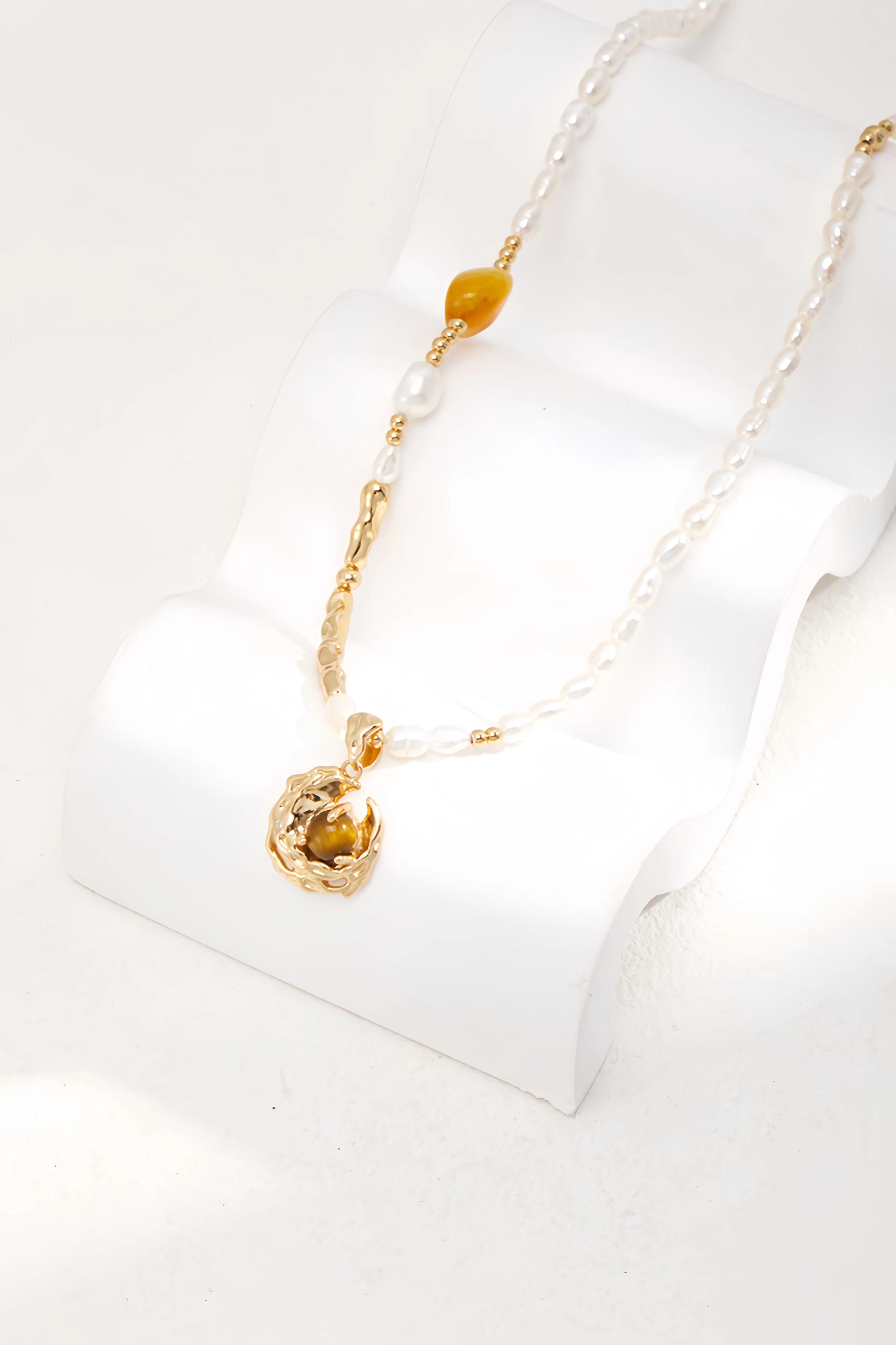 18K S925 sterling silver tiger eye stone fashion temperament earrings necklace