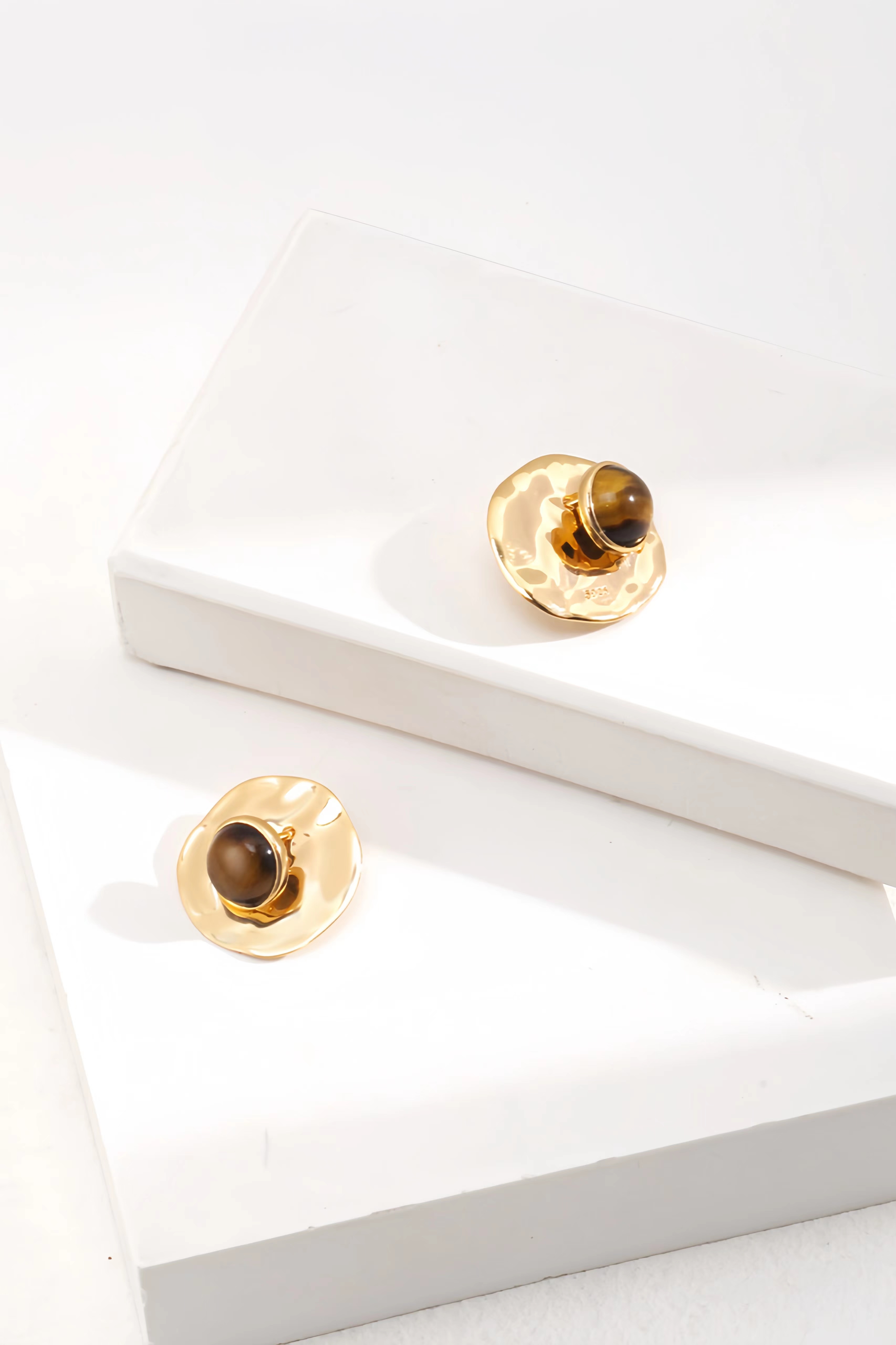 18K S925 sterling silver tiger eye stone fashion temperament earrings necklace