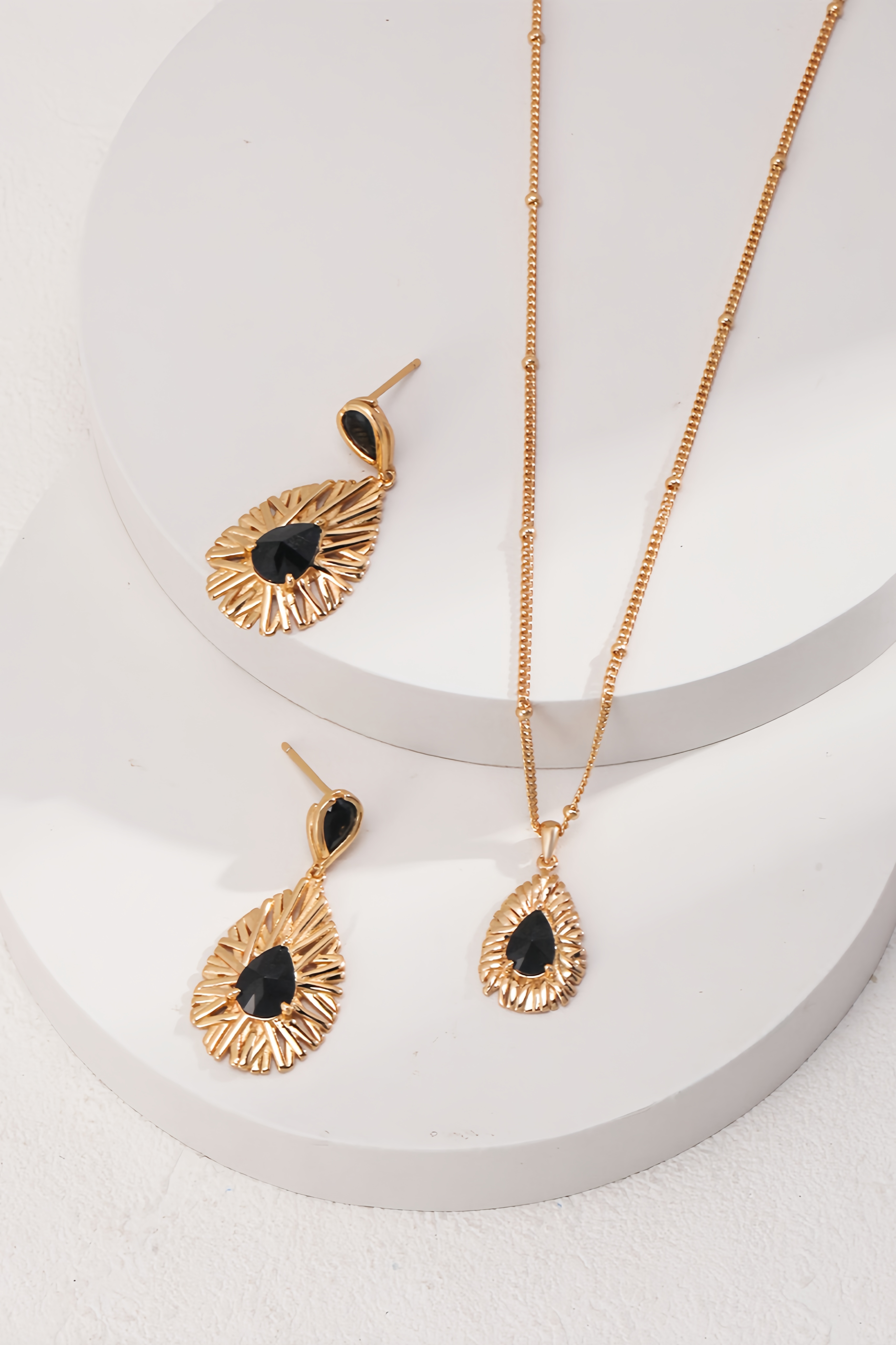 18K S925 Sterling Silver Black Zirconia Personalized Earrings Necklace