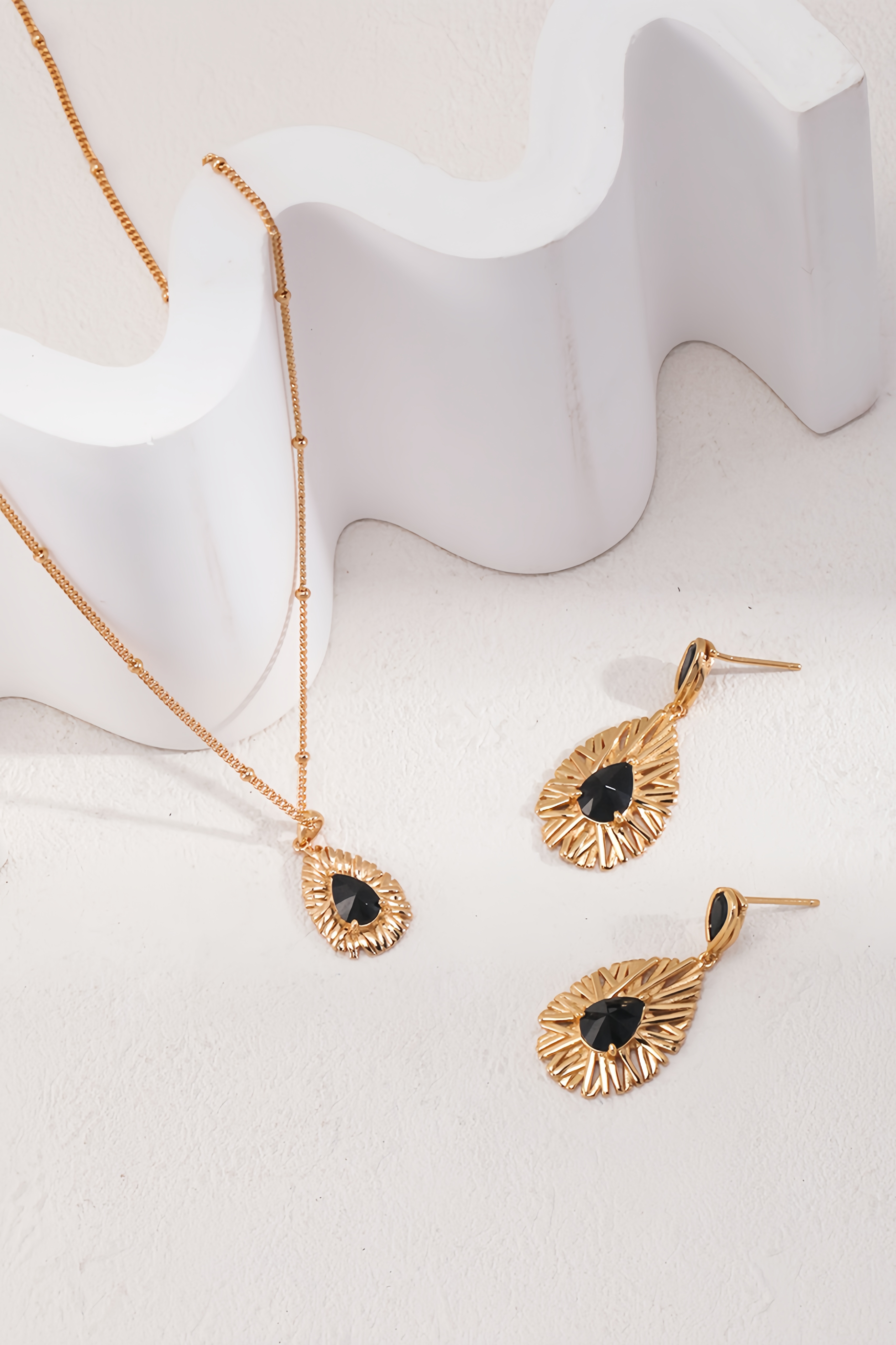 18K S925 Sterling Silver Black Zirconia Personalized Earrings Necklace