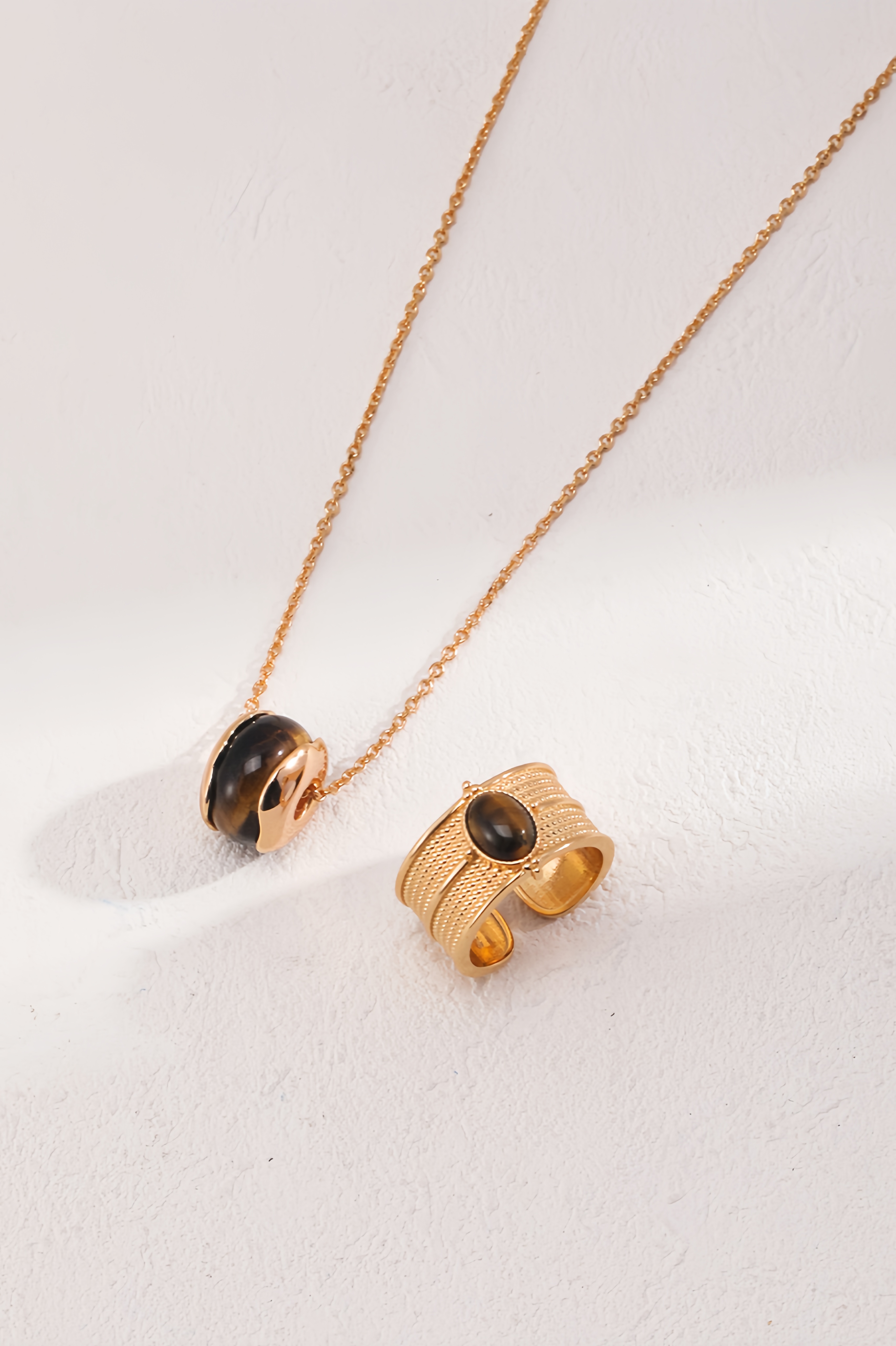 18K S925 Sterling Silver Tiger's Eye Vintage Fashion Collection