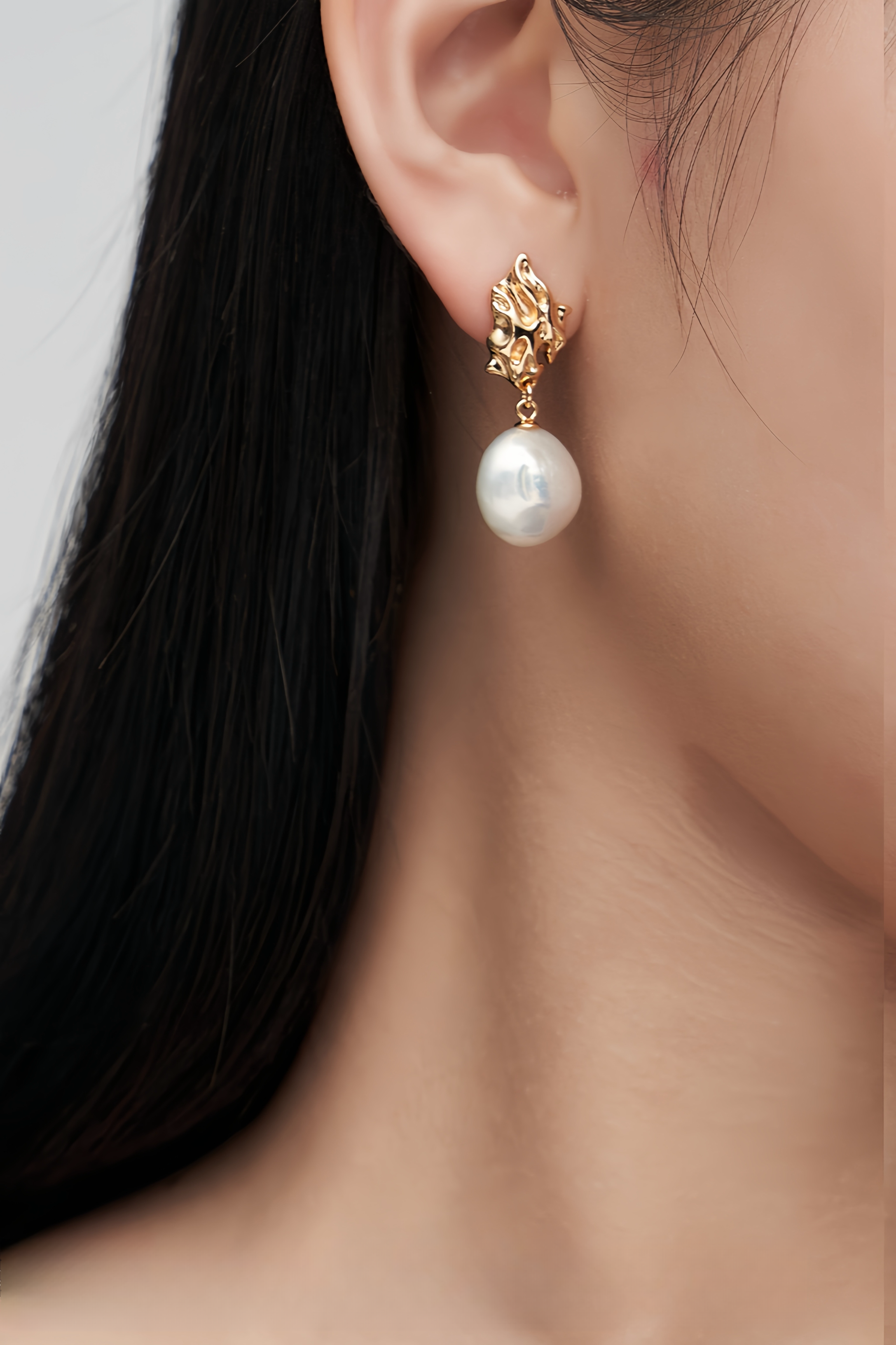 18K S925 Sterling Silver Baroque Pearl Earrings