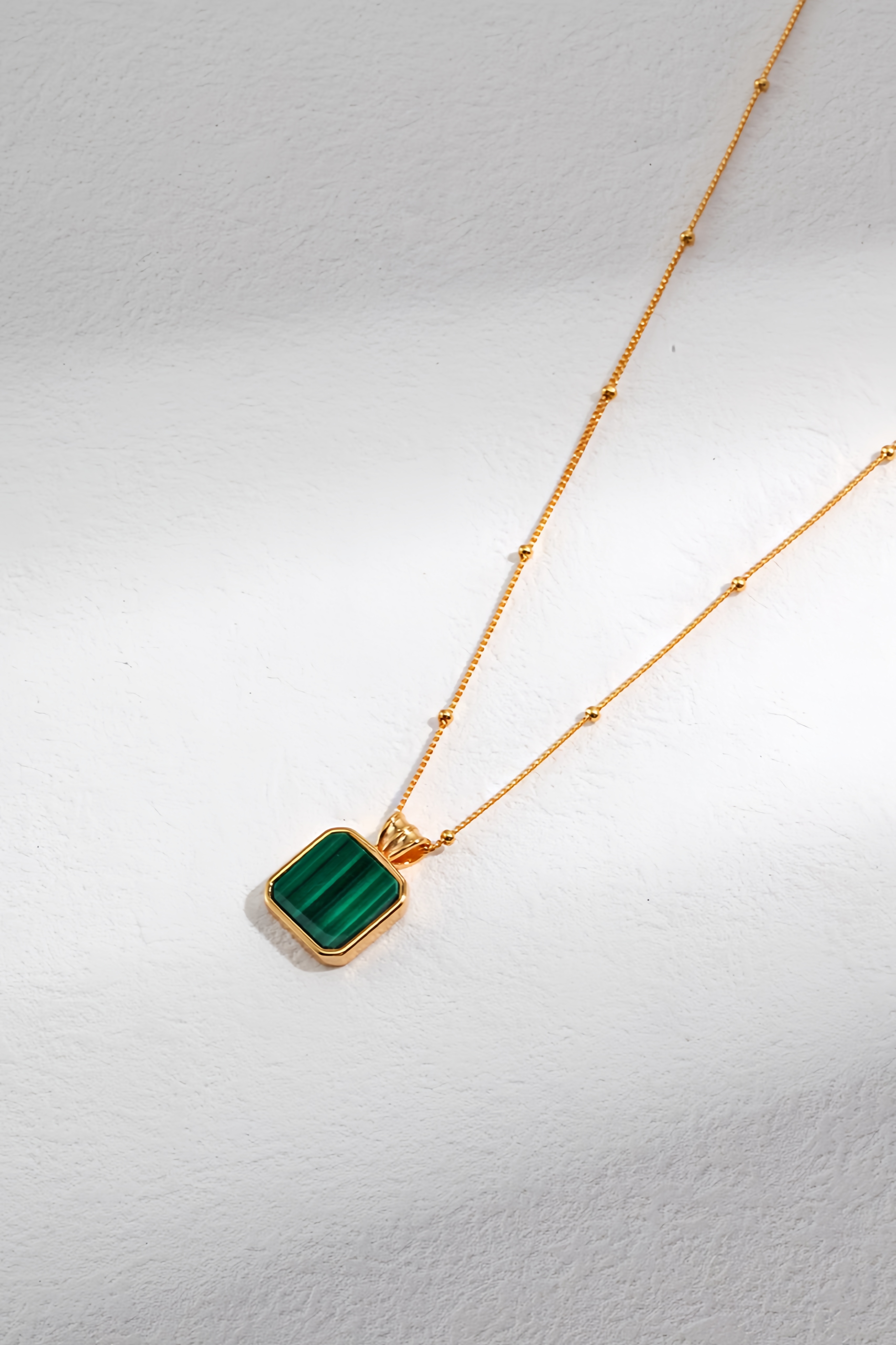 18K S925 Sterling Silver Premium Malachite Earrings Necklace