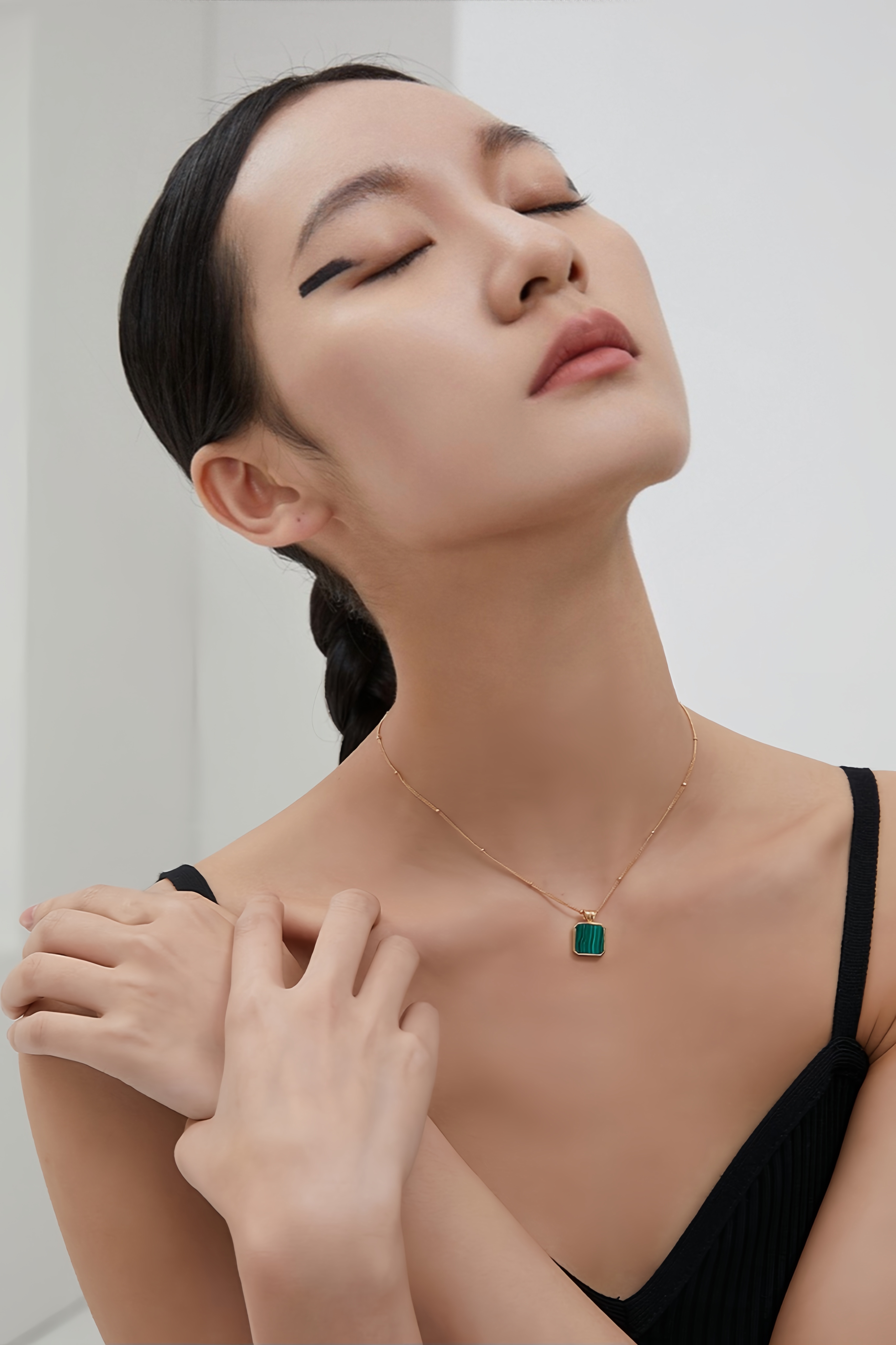 18K S925 Sterling Silver Premium Malachite Earrings Necklace