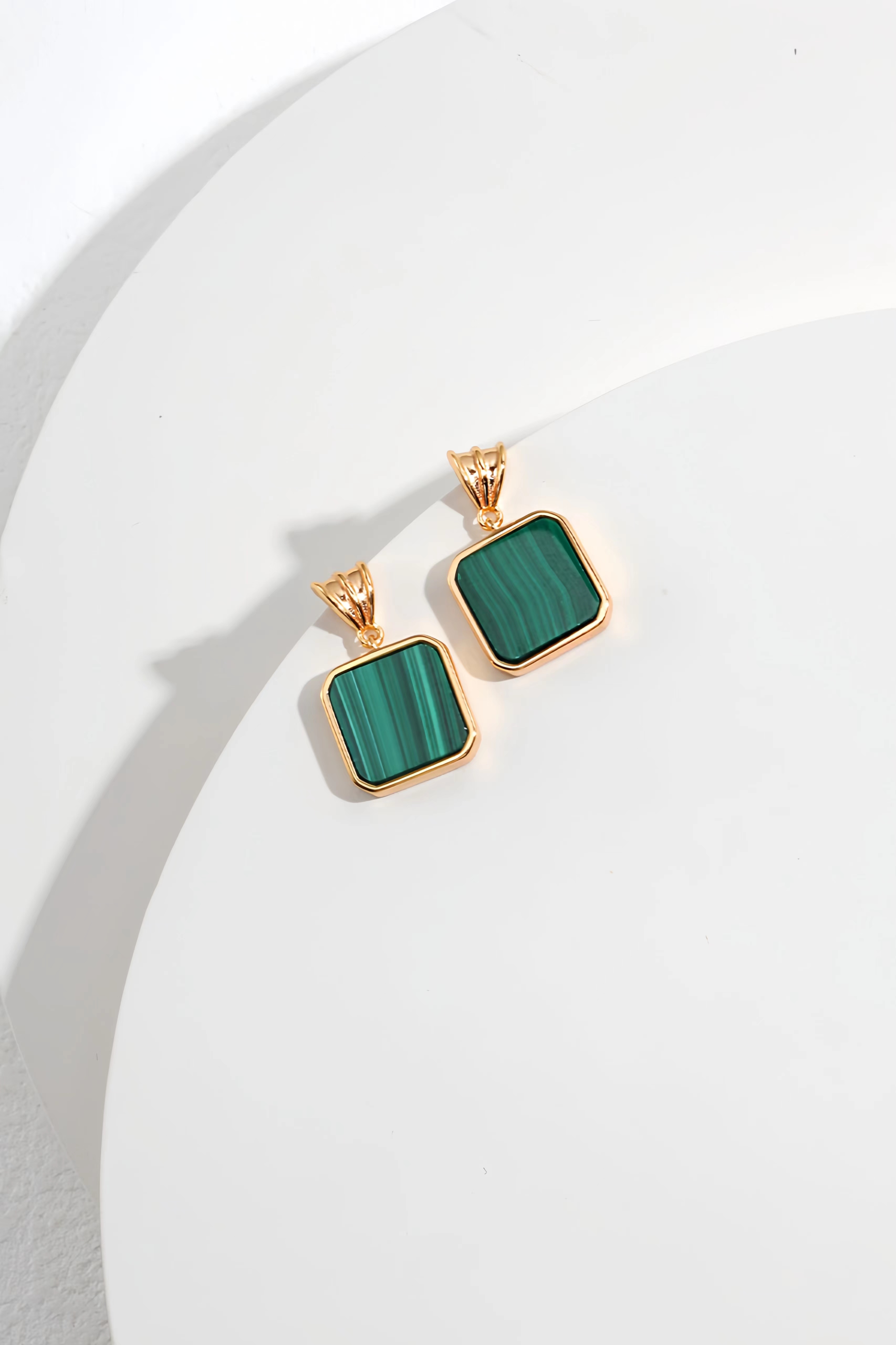 18K S925 Sterling Silver Premium Malachite Earrings Necklace
