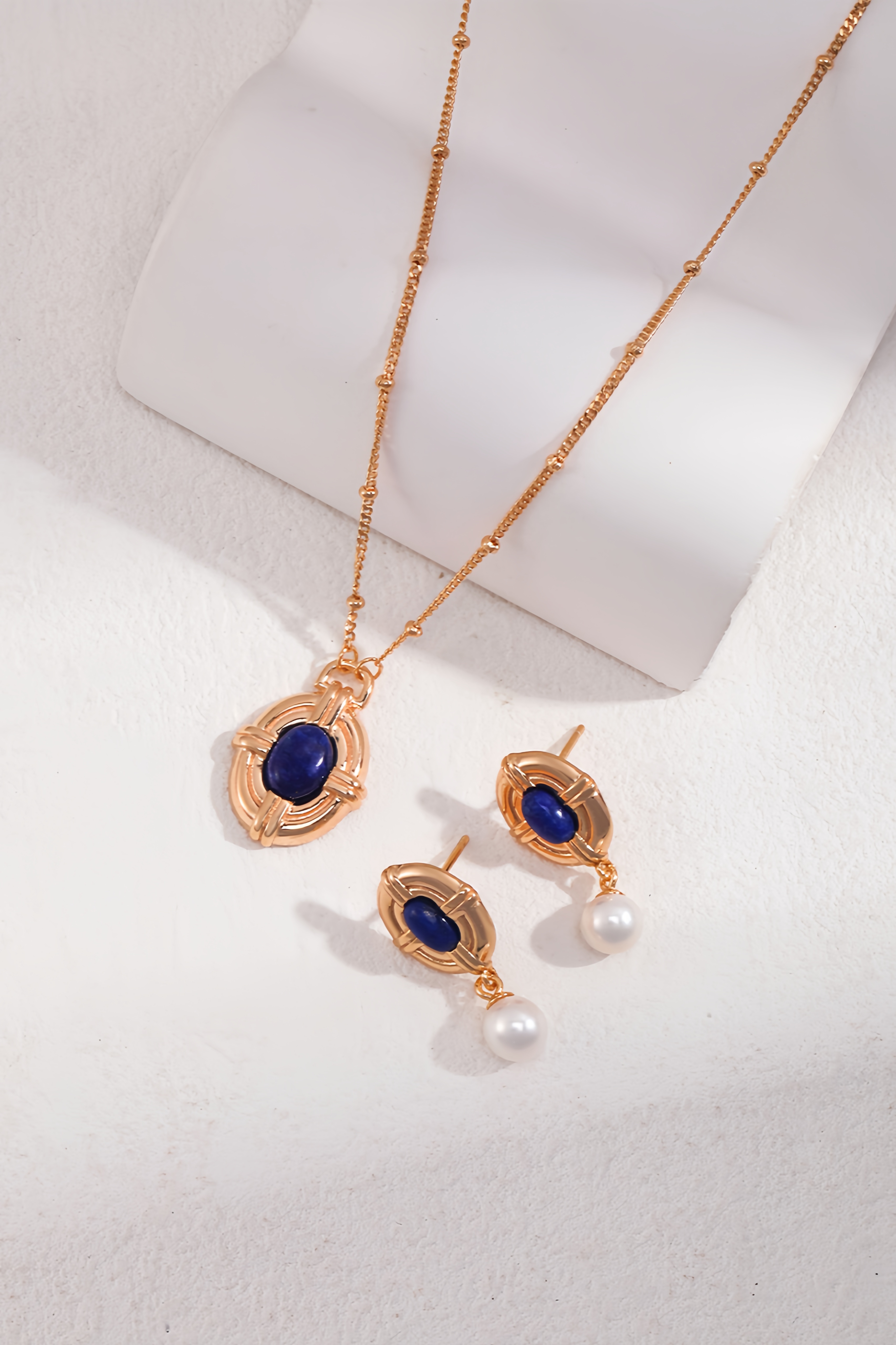 18K S925 Sterling Silver Light Vintage Court Style Natural Lapis Lazuli Collection