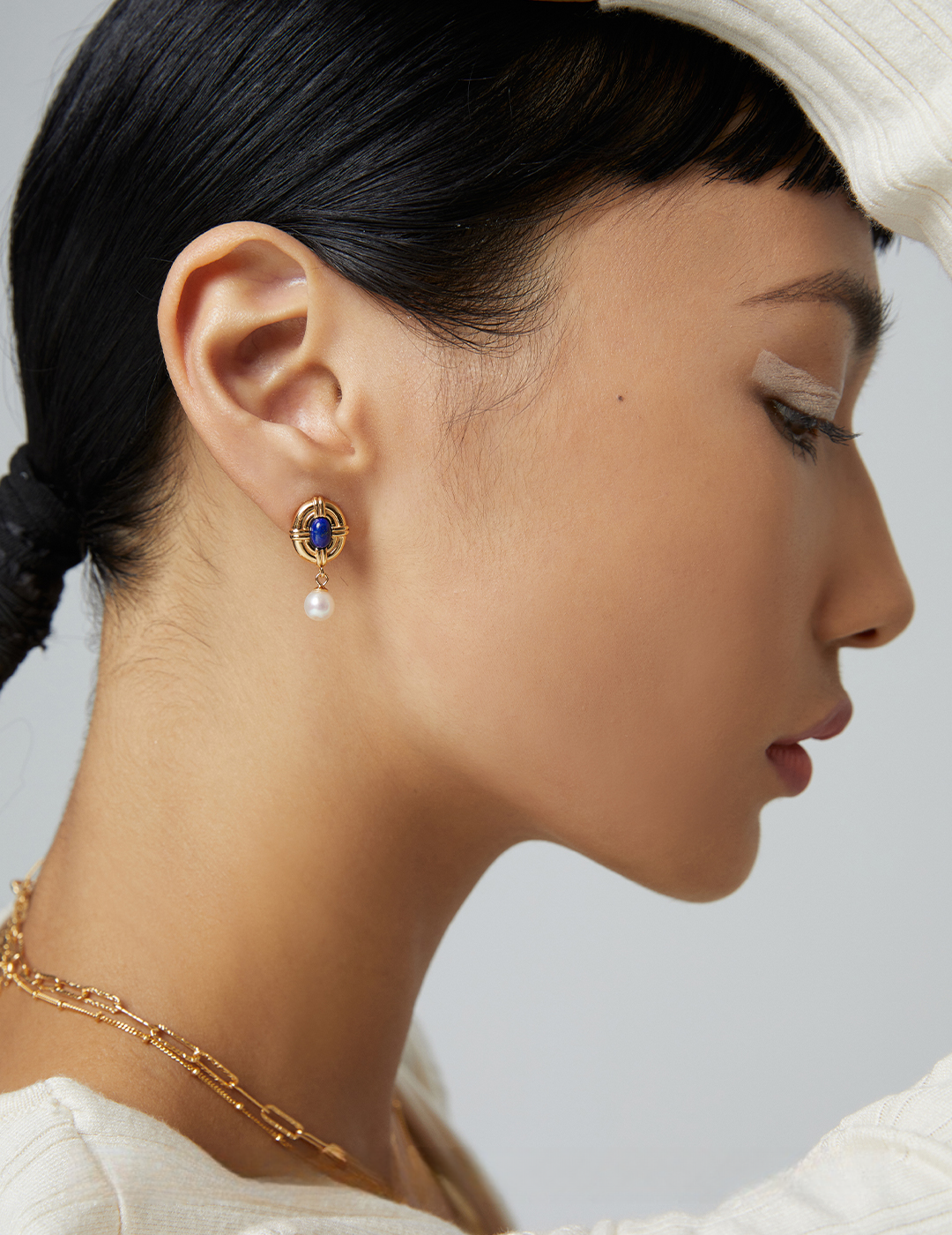 18K S925 Sterling Silver Light Vintage Court Style Natural Lapis Lazuli Collection