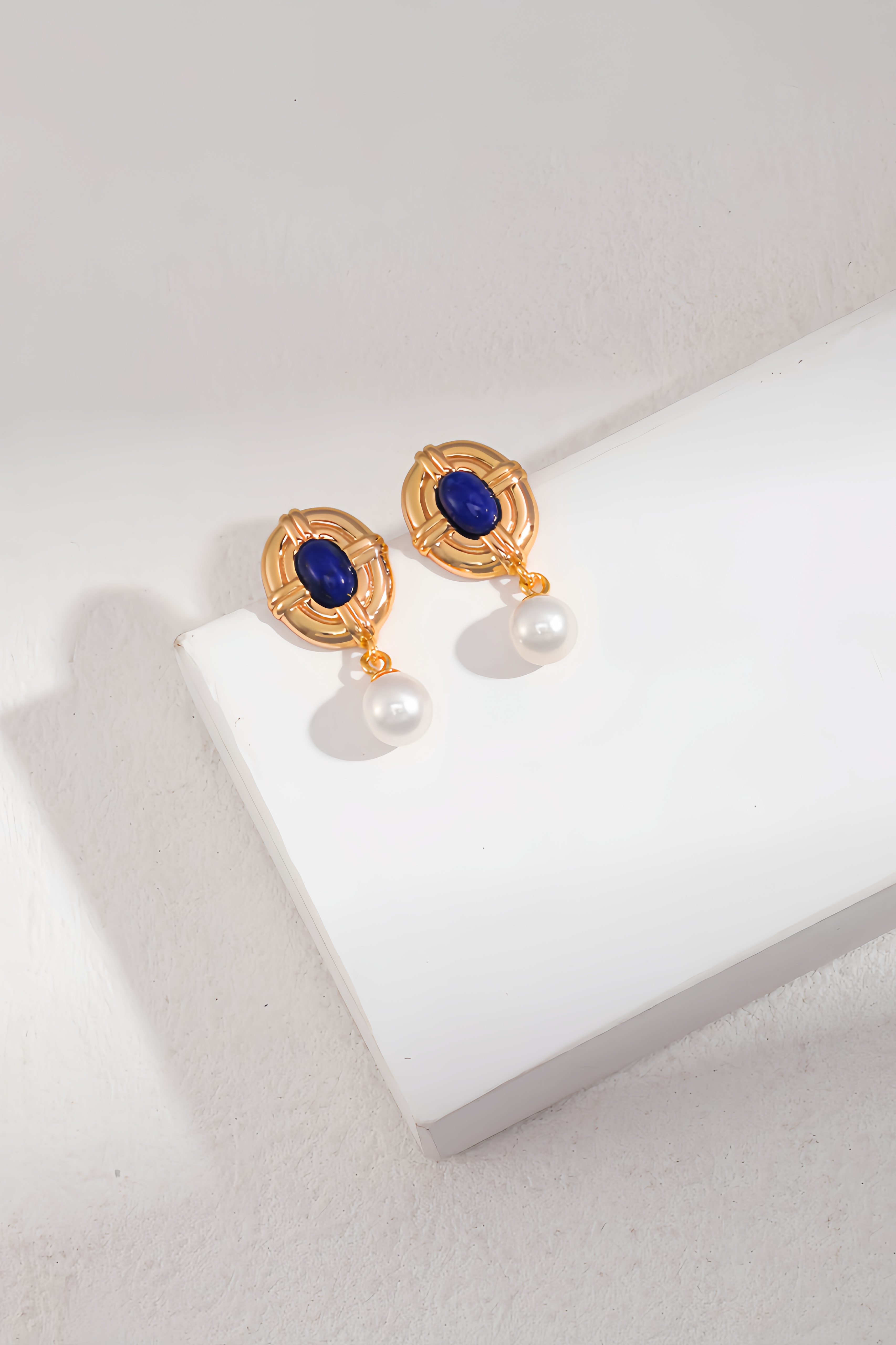 18K S925 Sterling Silver Light Vintage Court Style Natural Lapis Lazuli Collection