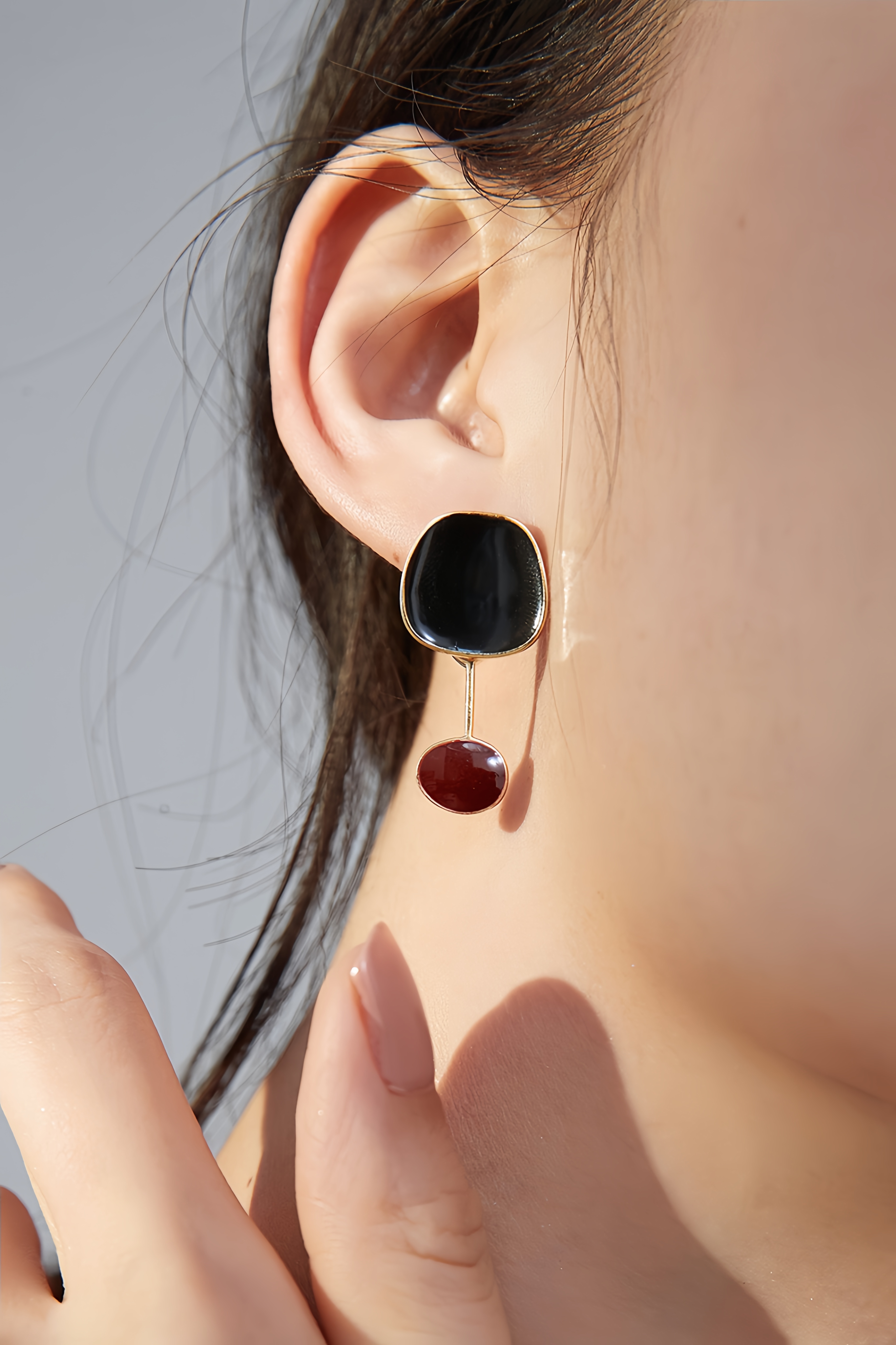 18K S925 sterling silver drip glaze fashion personality earrings