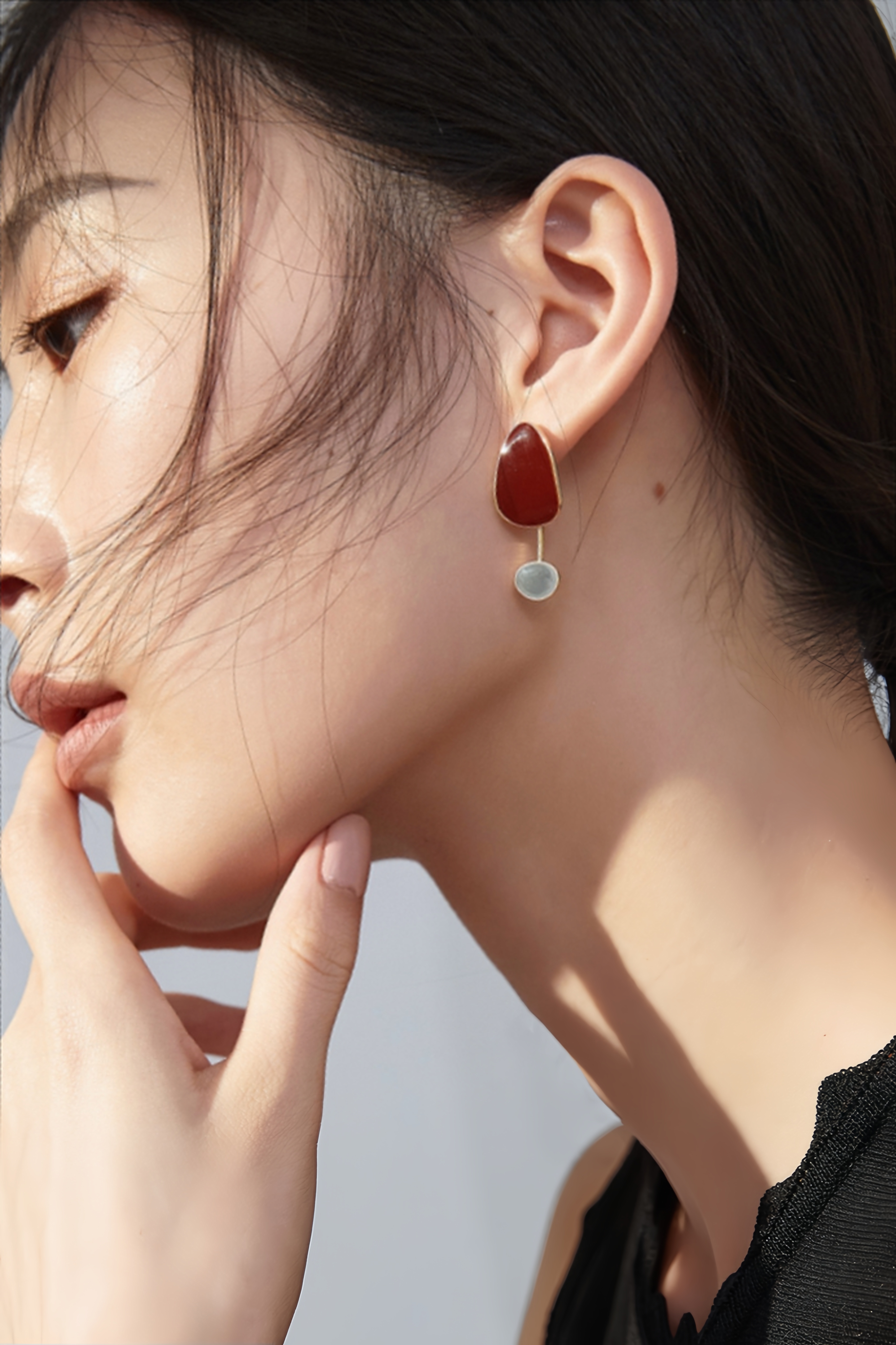 18K S925 sterling silver drip glaze fashion personality earrings