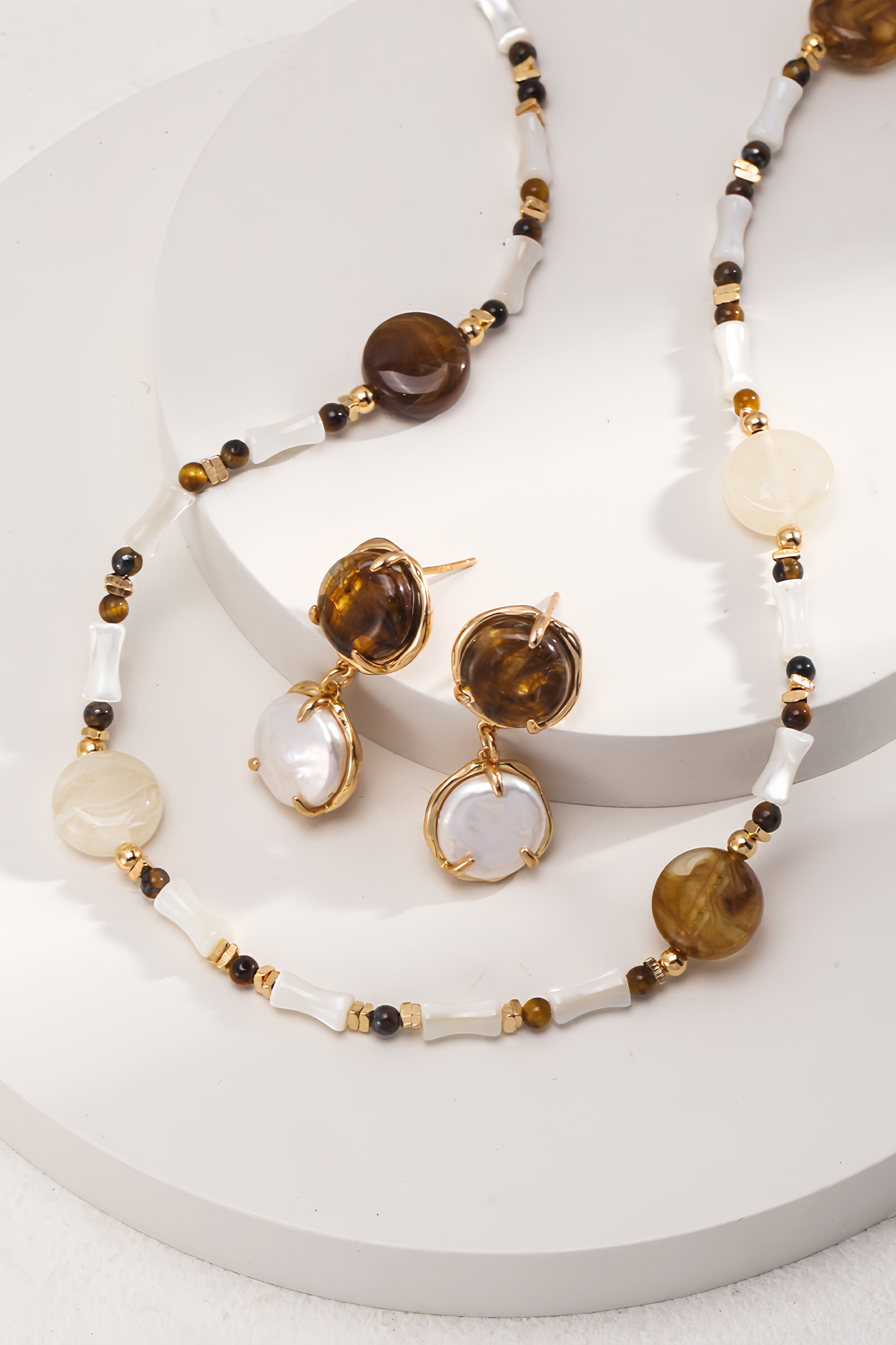 18K S925 Sterling Silver Vintage Fashion Earrings Necklace